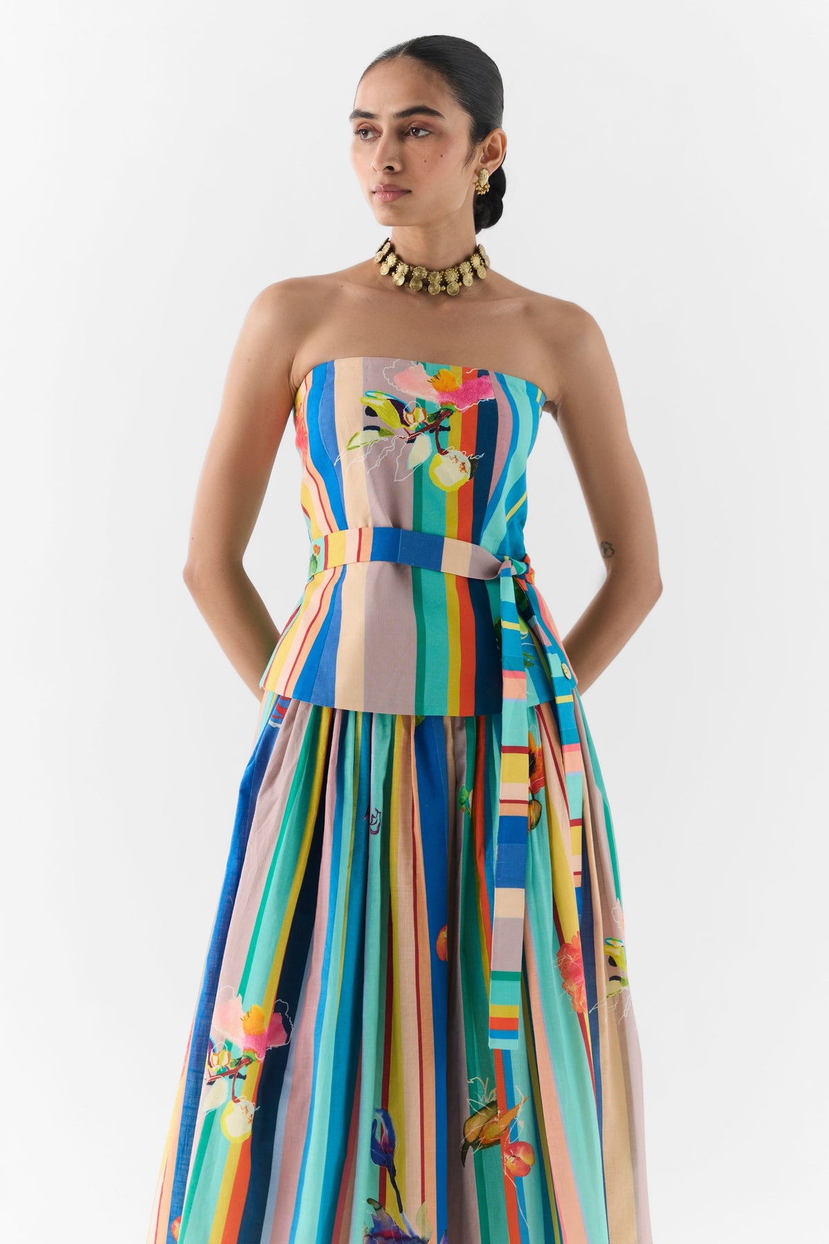 Blue Barcode Skirt Set