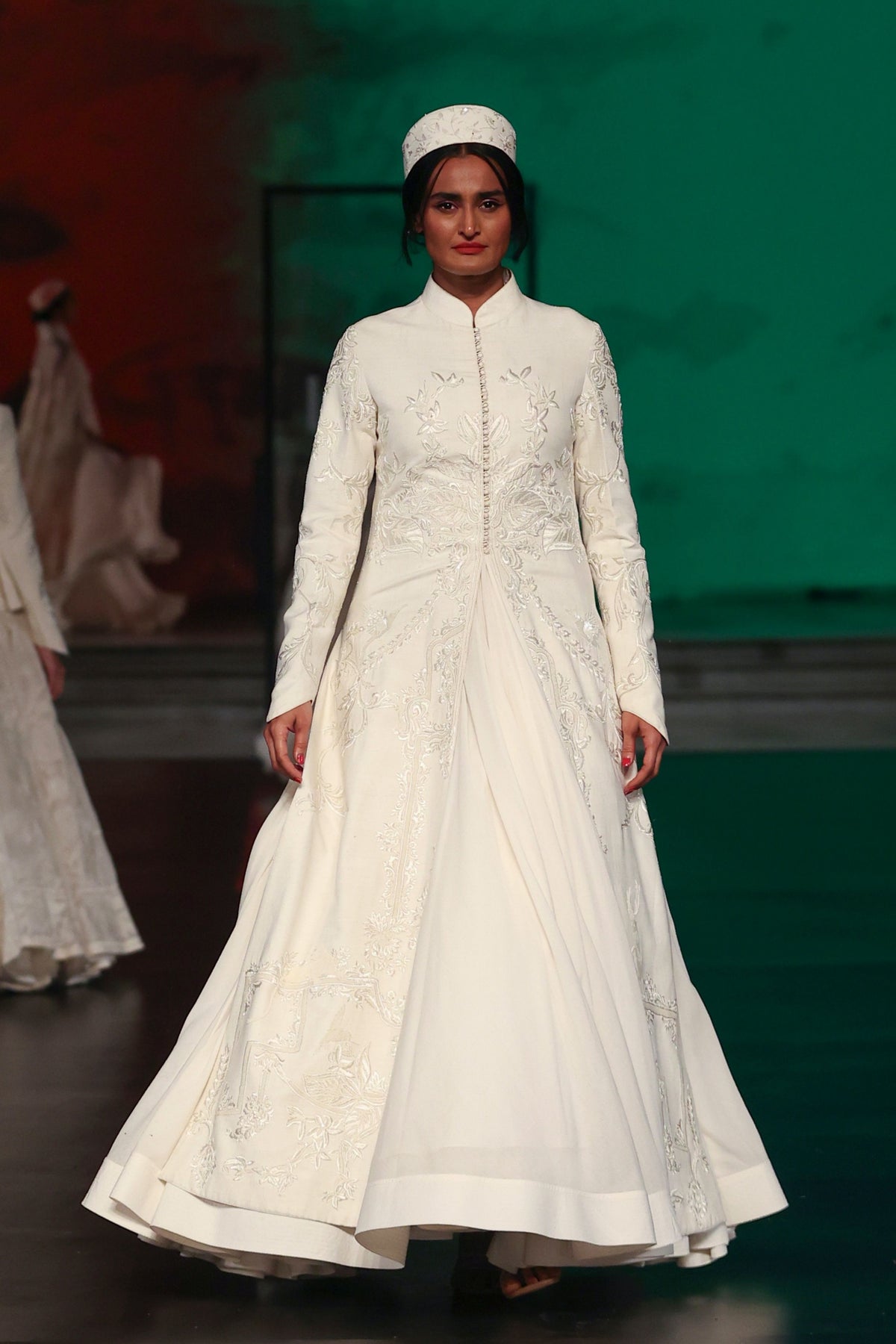 Long Ivory Matka Silk Jacket