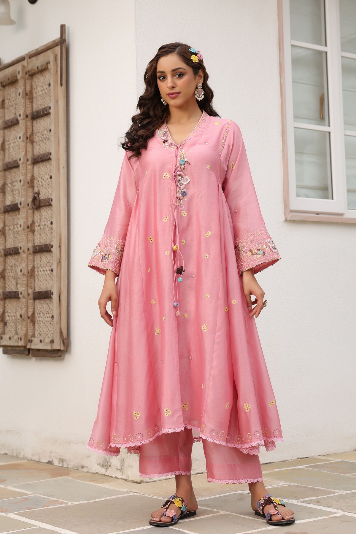 Gulzar Pink Kalidaar Set