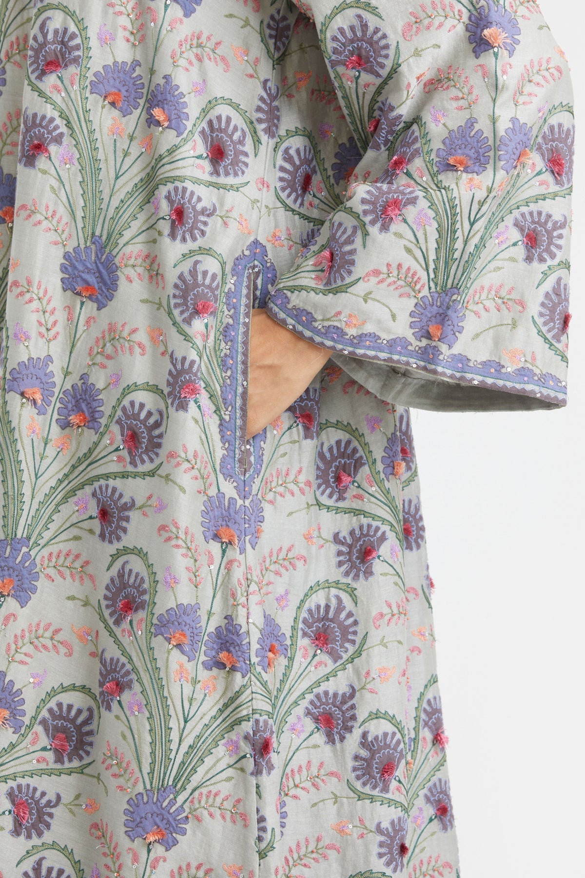 Bluish Grey Silk Kurta Set