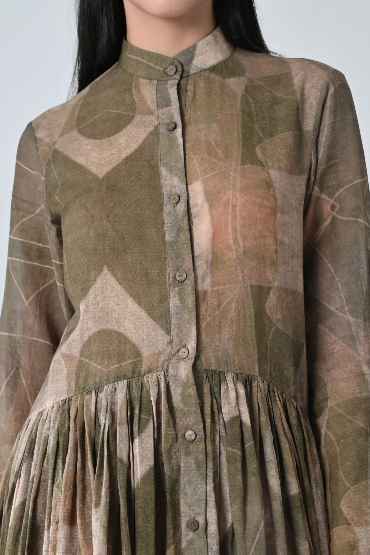 Beige Earth Muse Gathered Dress