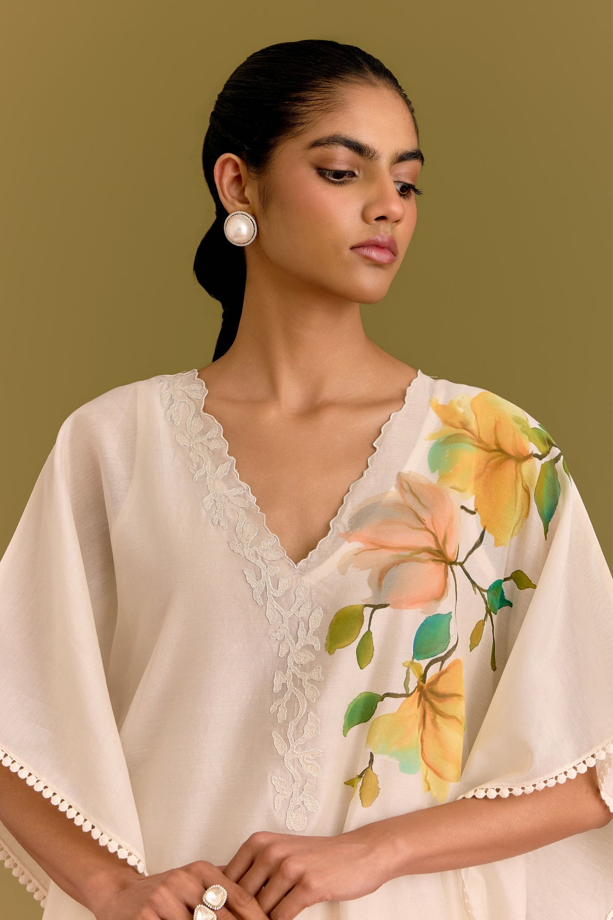 Ivory Hand Paint Kaftan Set