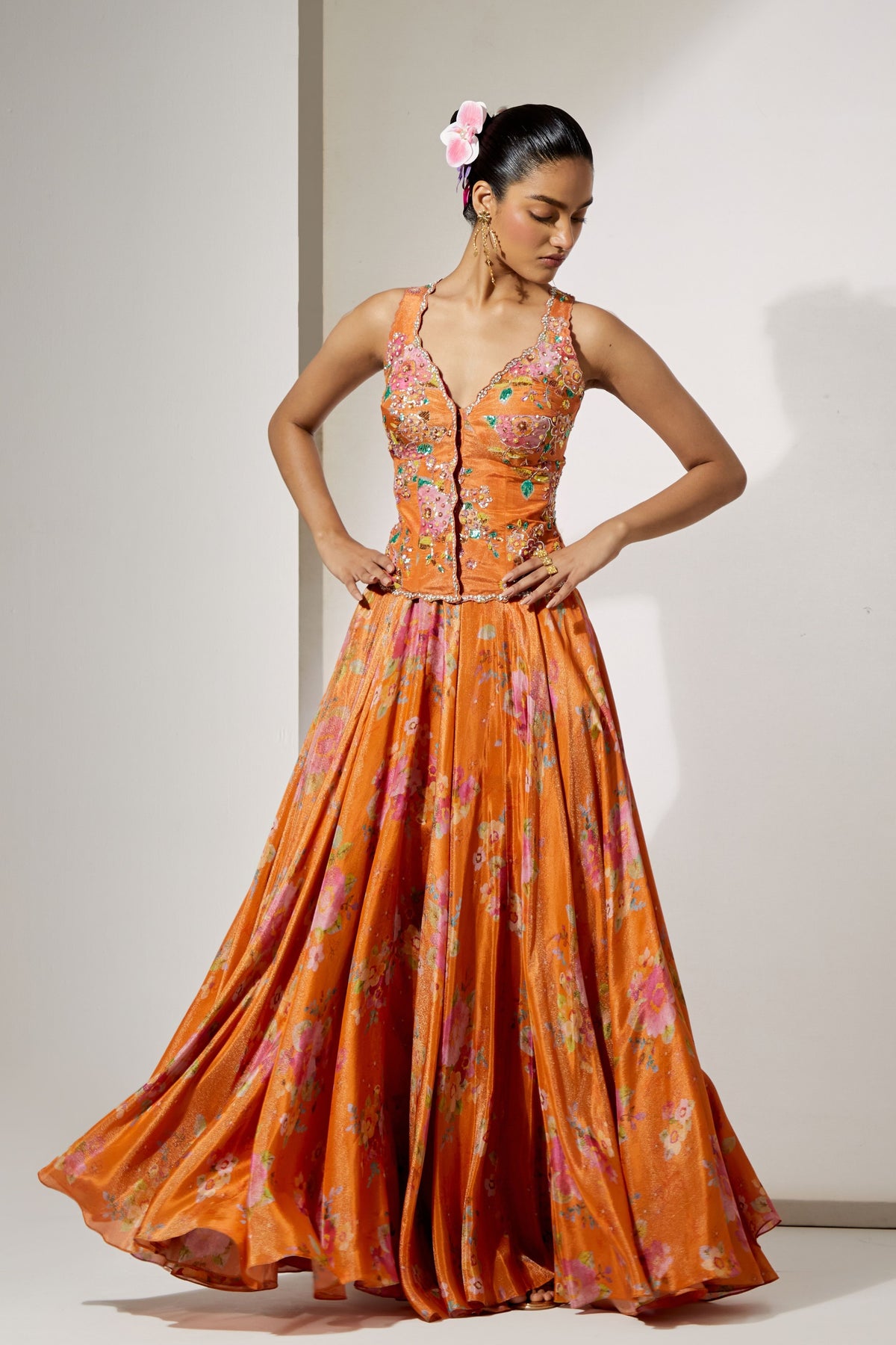 Orange Lehenga Set