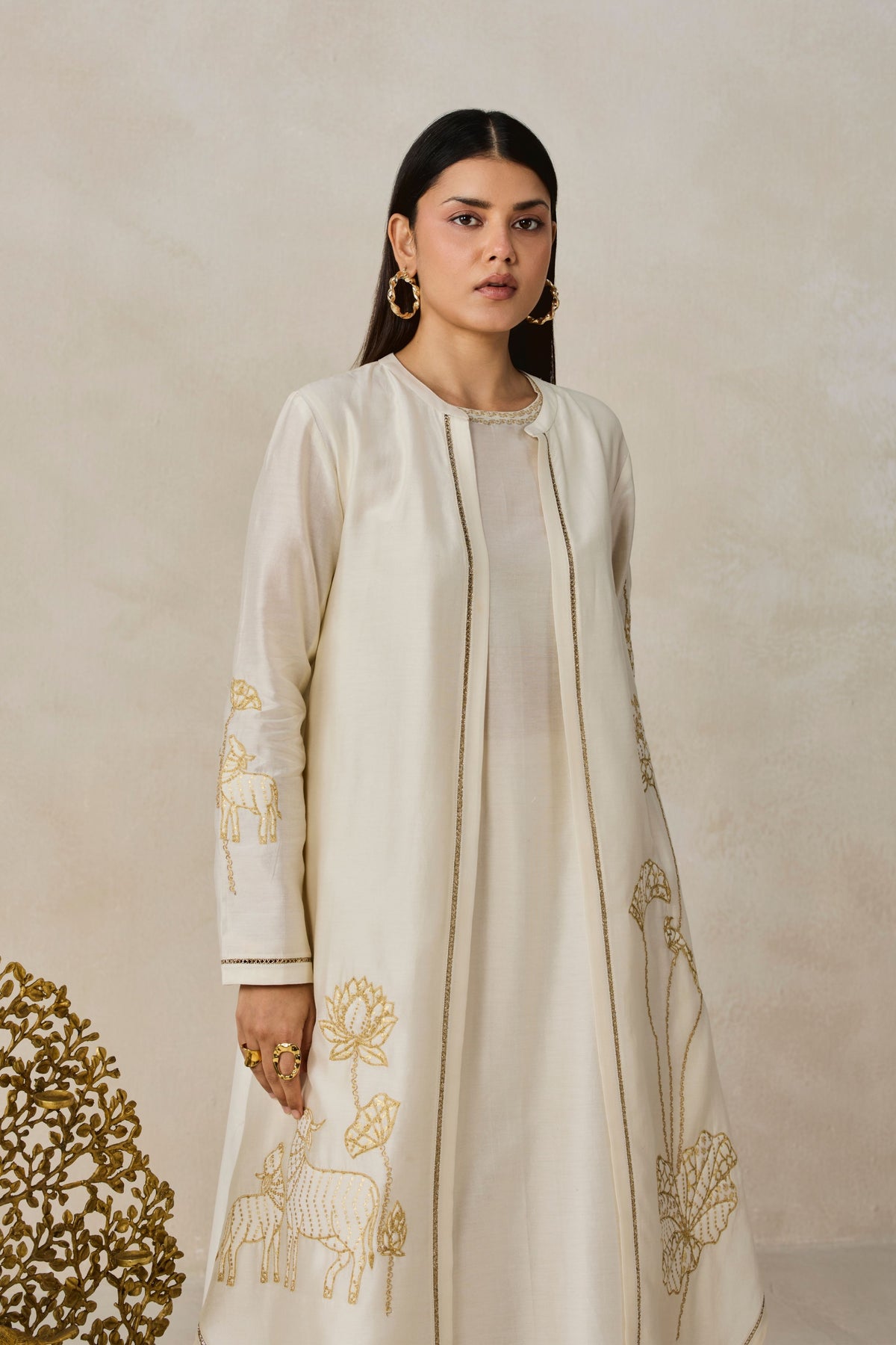 Jacket Style Kurta With Pants Set