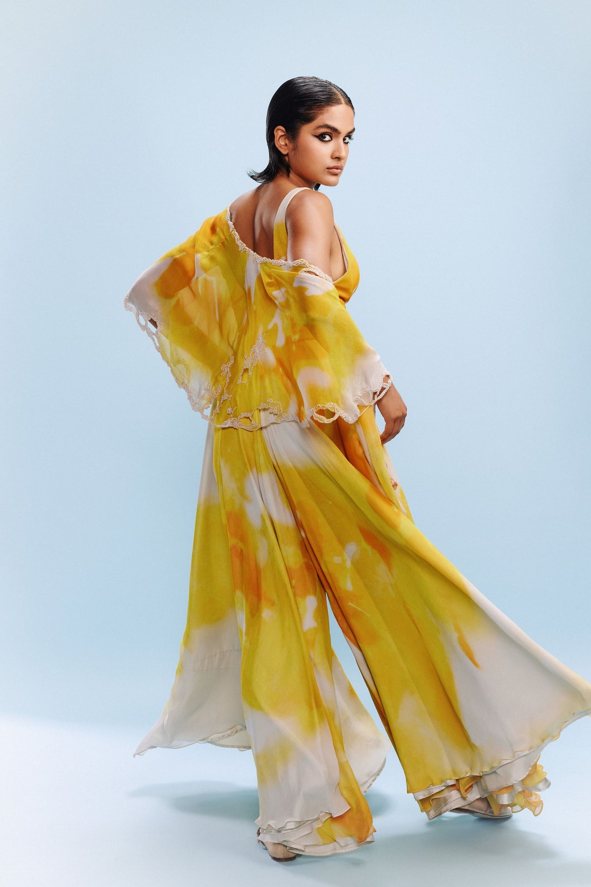 Ruya Yellow &amp; White Jumpsuit Set