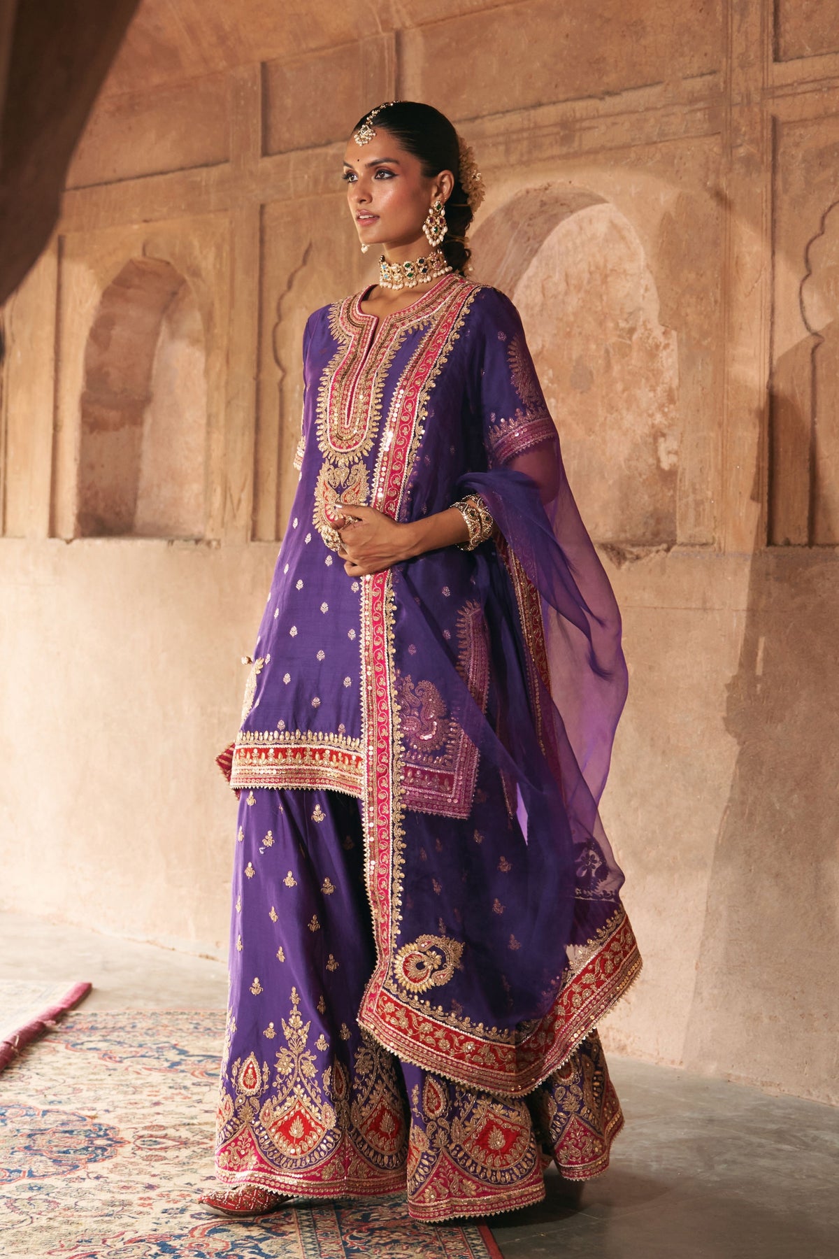 Areesha Purple Sharar Set