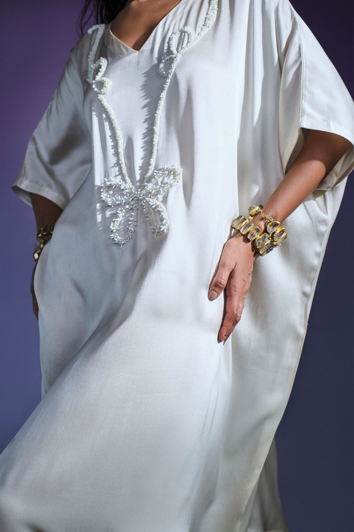 Short Cream Kaftan