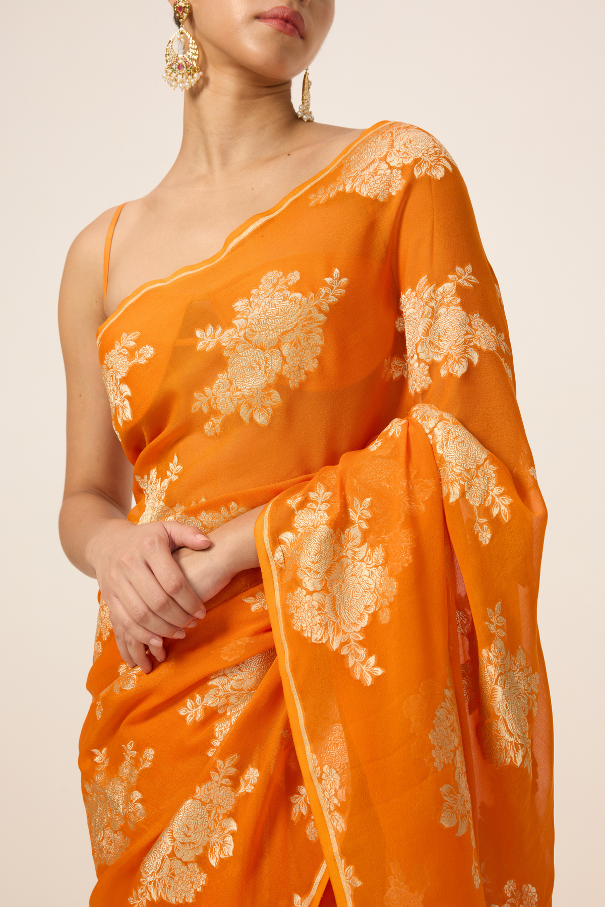 Orange Chiffon Saree