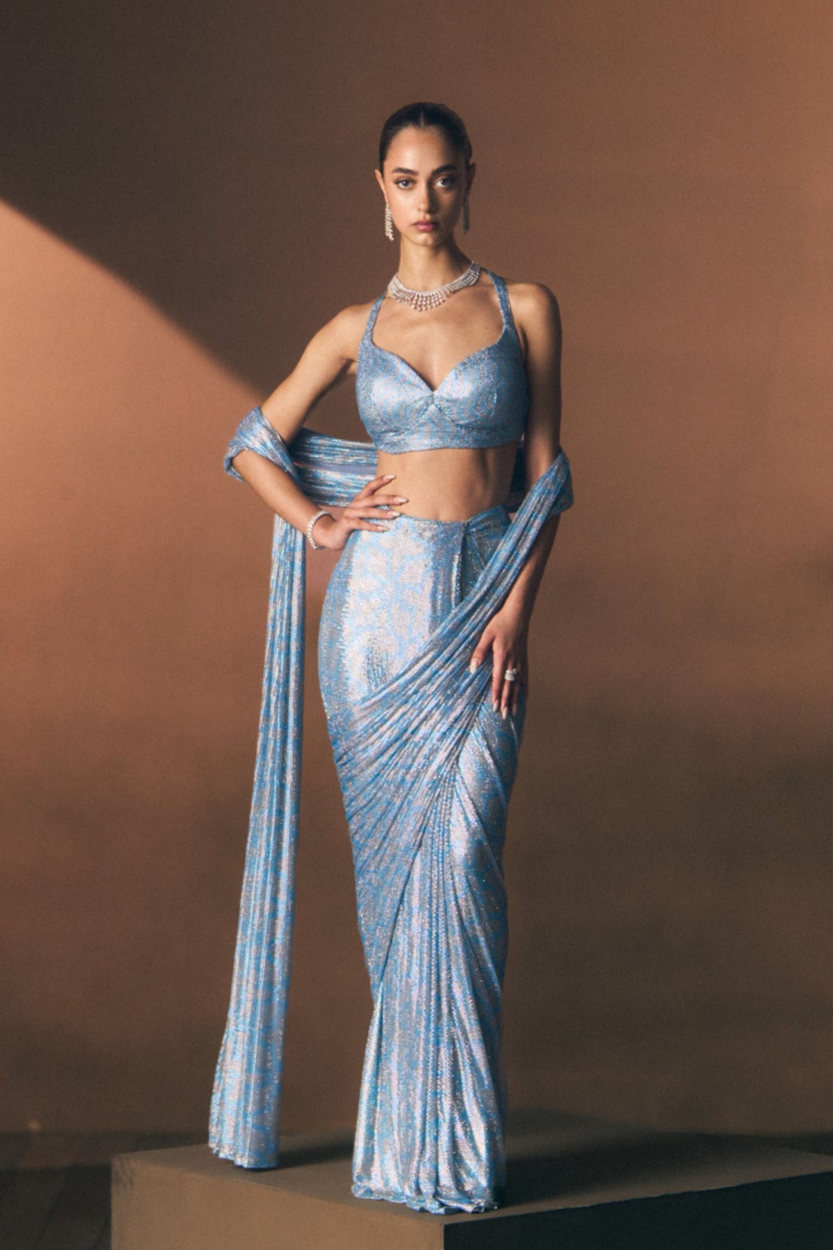 Lagoon Drape Saree Set