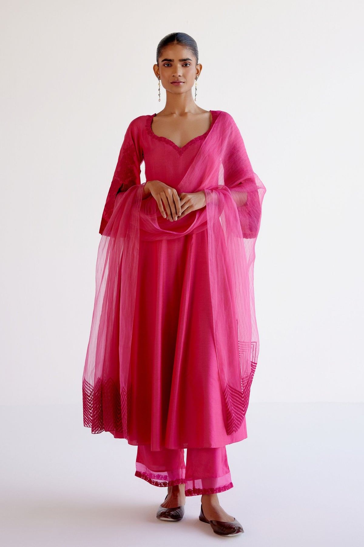 Embroidery Fuchsia Pink Anarkali Set