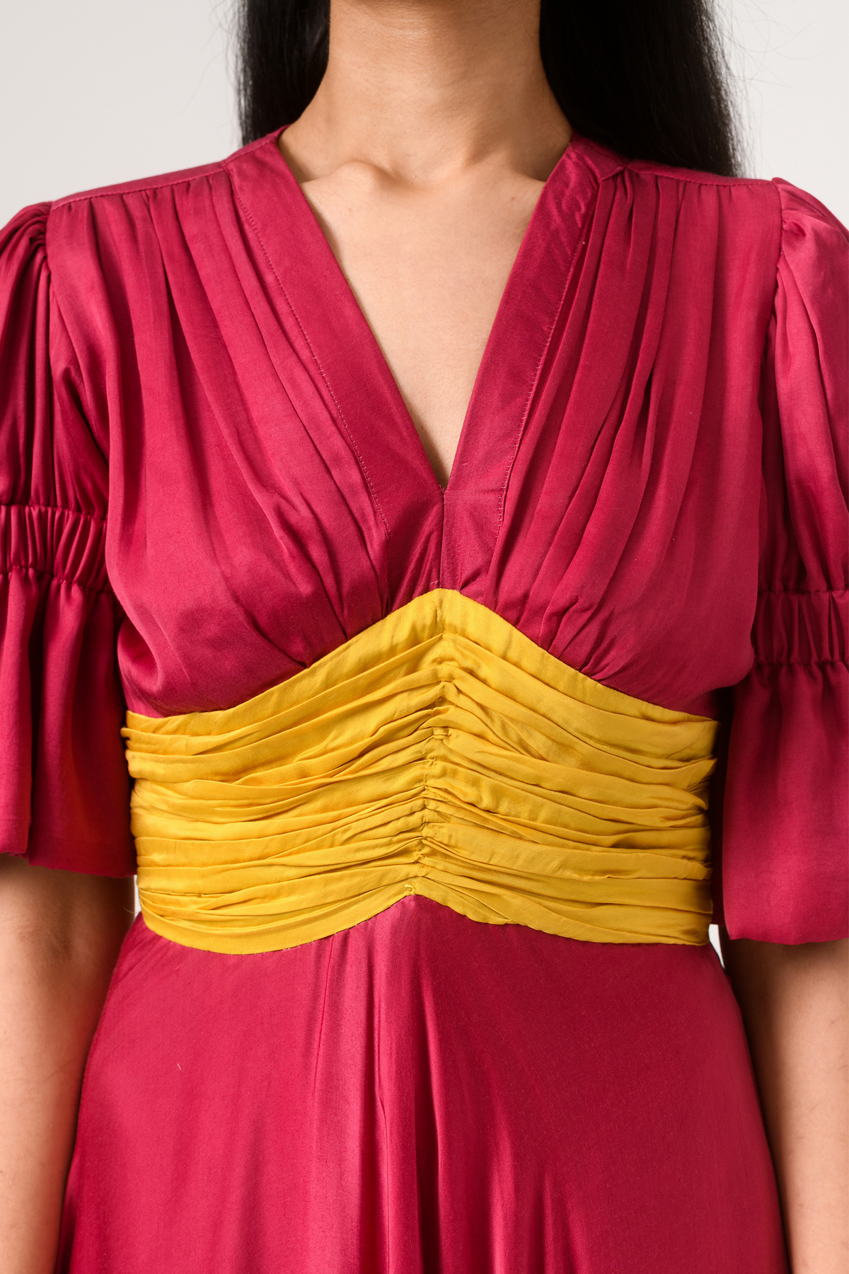 Wine yellow rouching dress