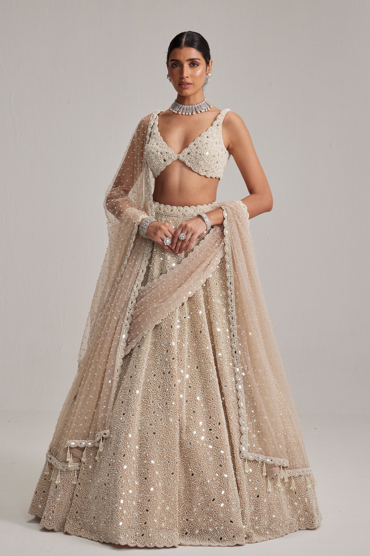 Light Beige Lehenga Set