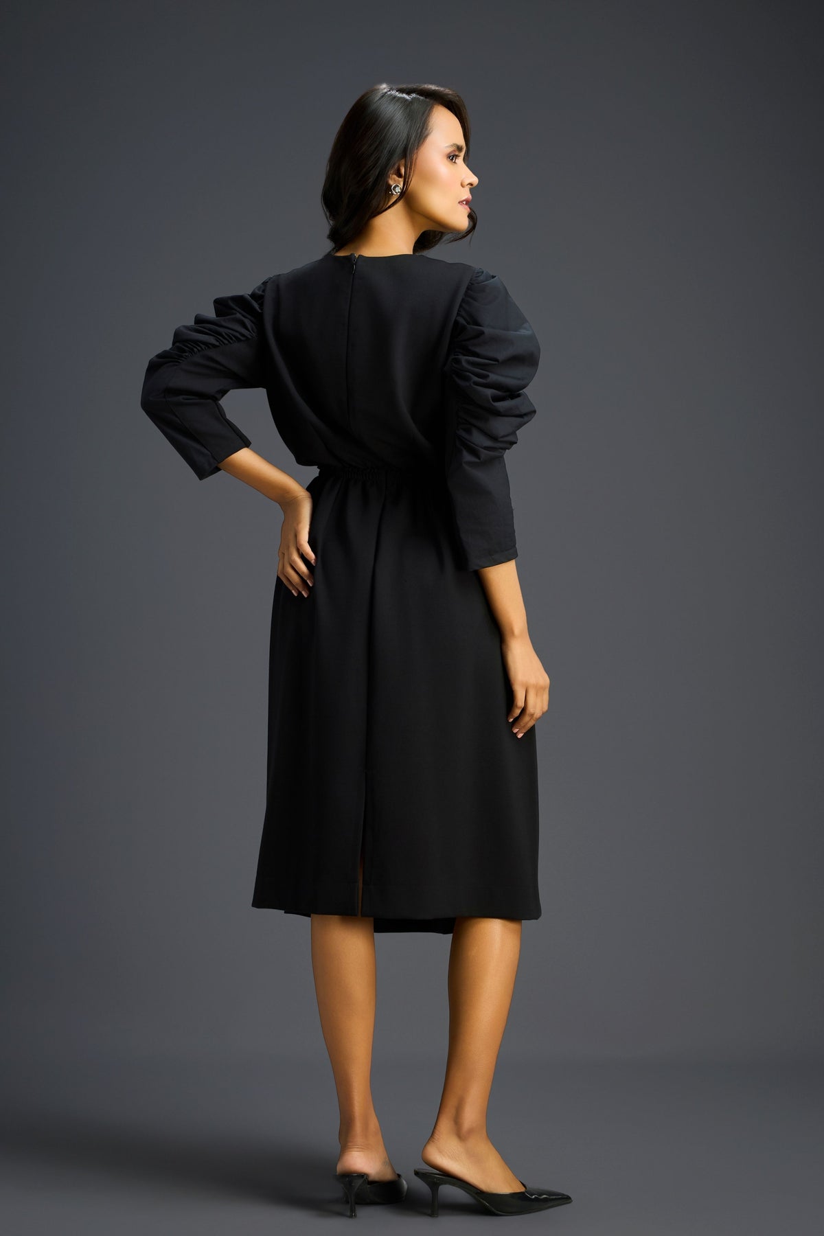 Midriff Cutout Black Dress