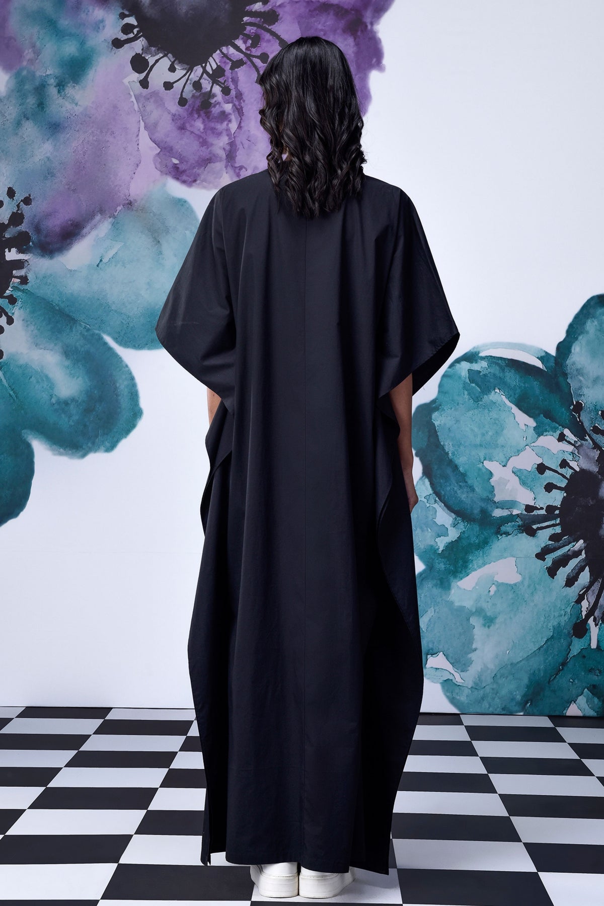 Kaftan Laceup Dress  Black