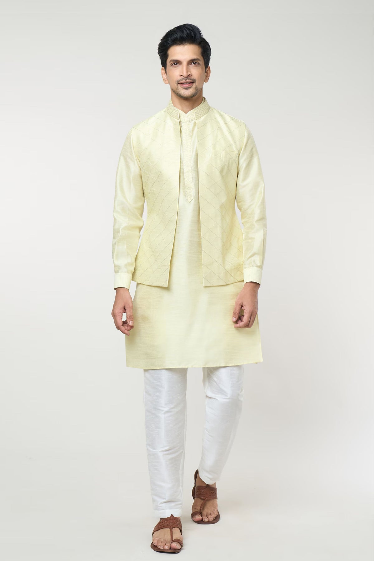 Parrot Green Pintuck jacket Set