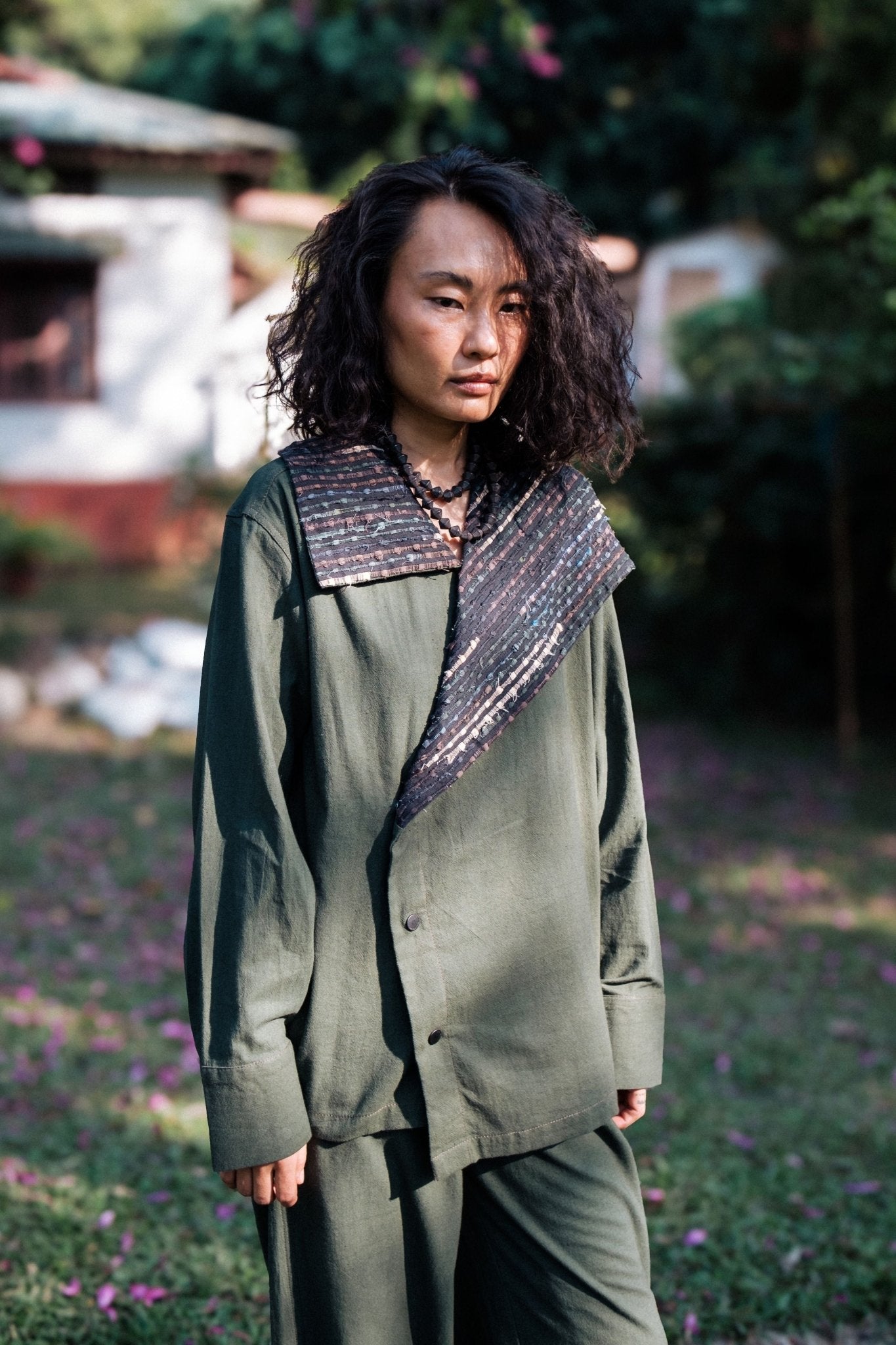 Upcycled Handwoven Green Barel Pants - The Terra Tribe - Elahe