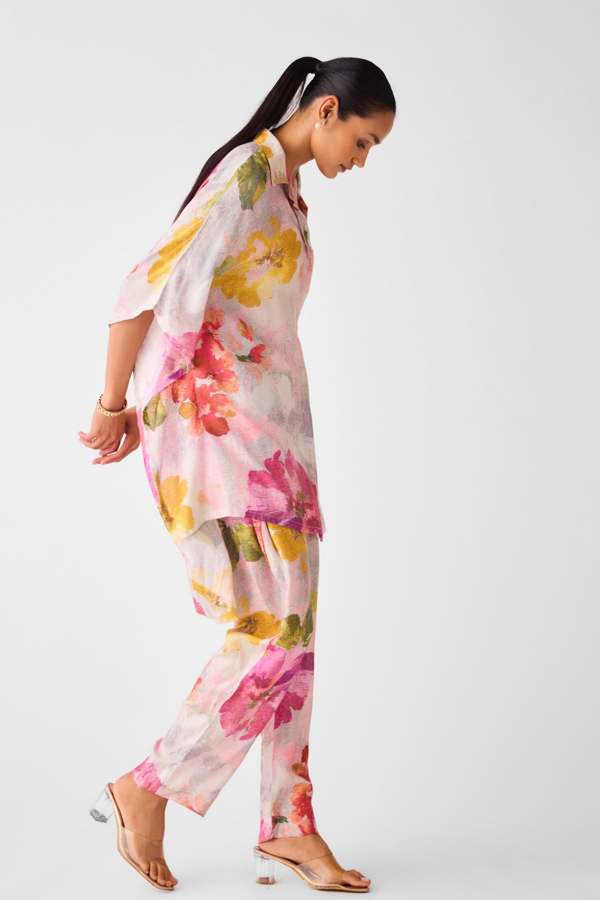 Grey Floral Muslin Co-ord Set