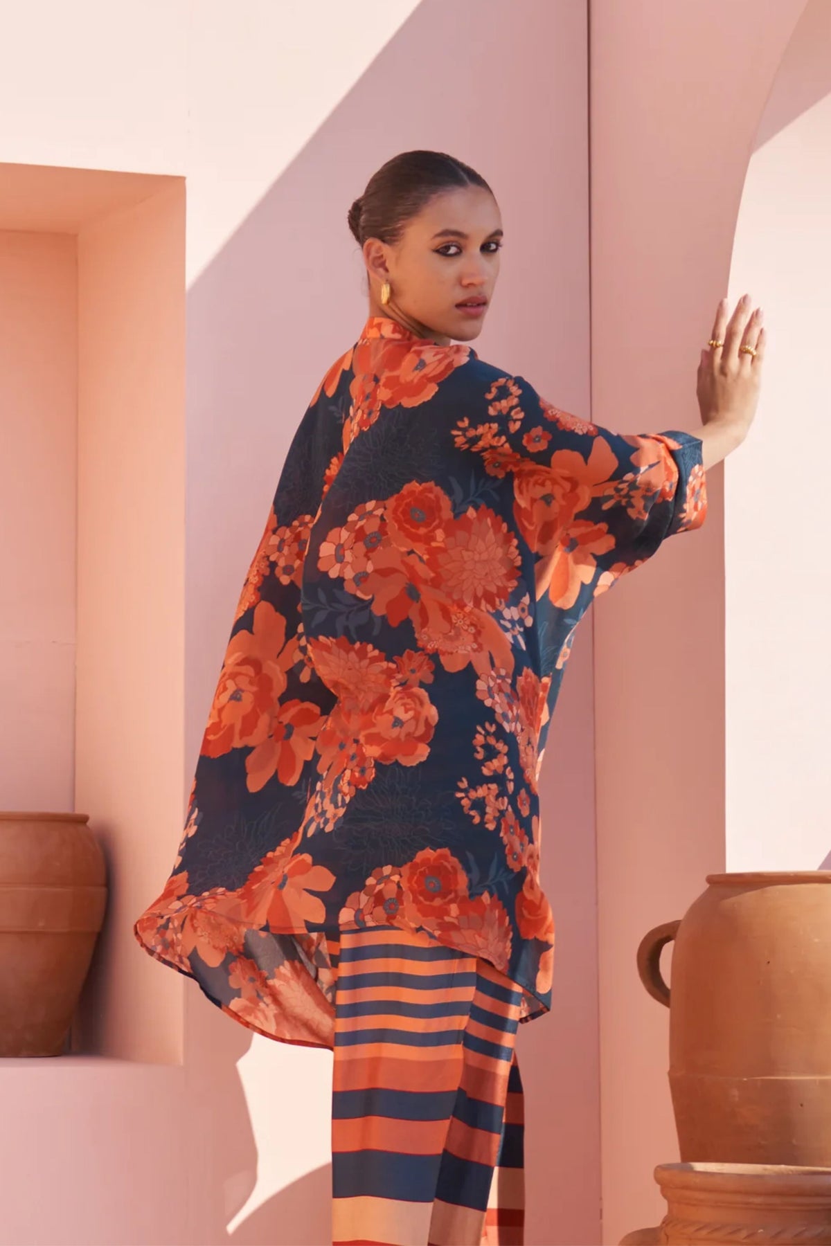 Navy Moroccan Coin Yoke Co-ord Set