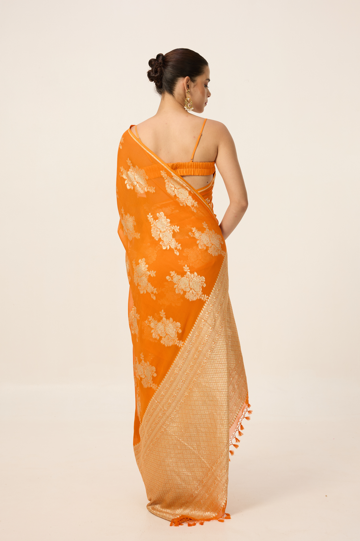 Orange Chiffon Saree