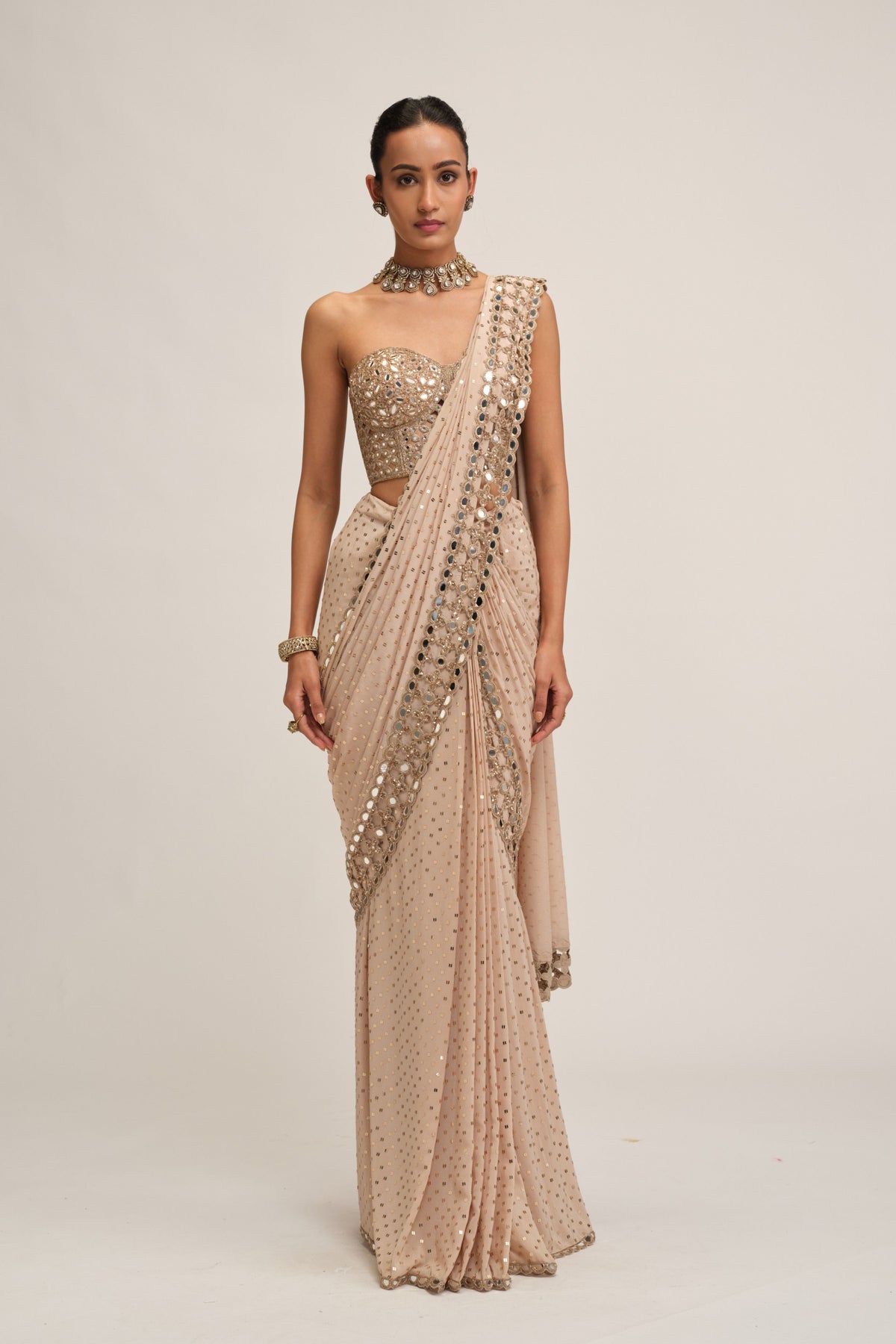 Modern Draped Saree Set