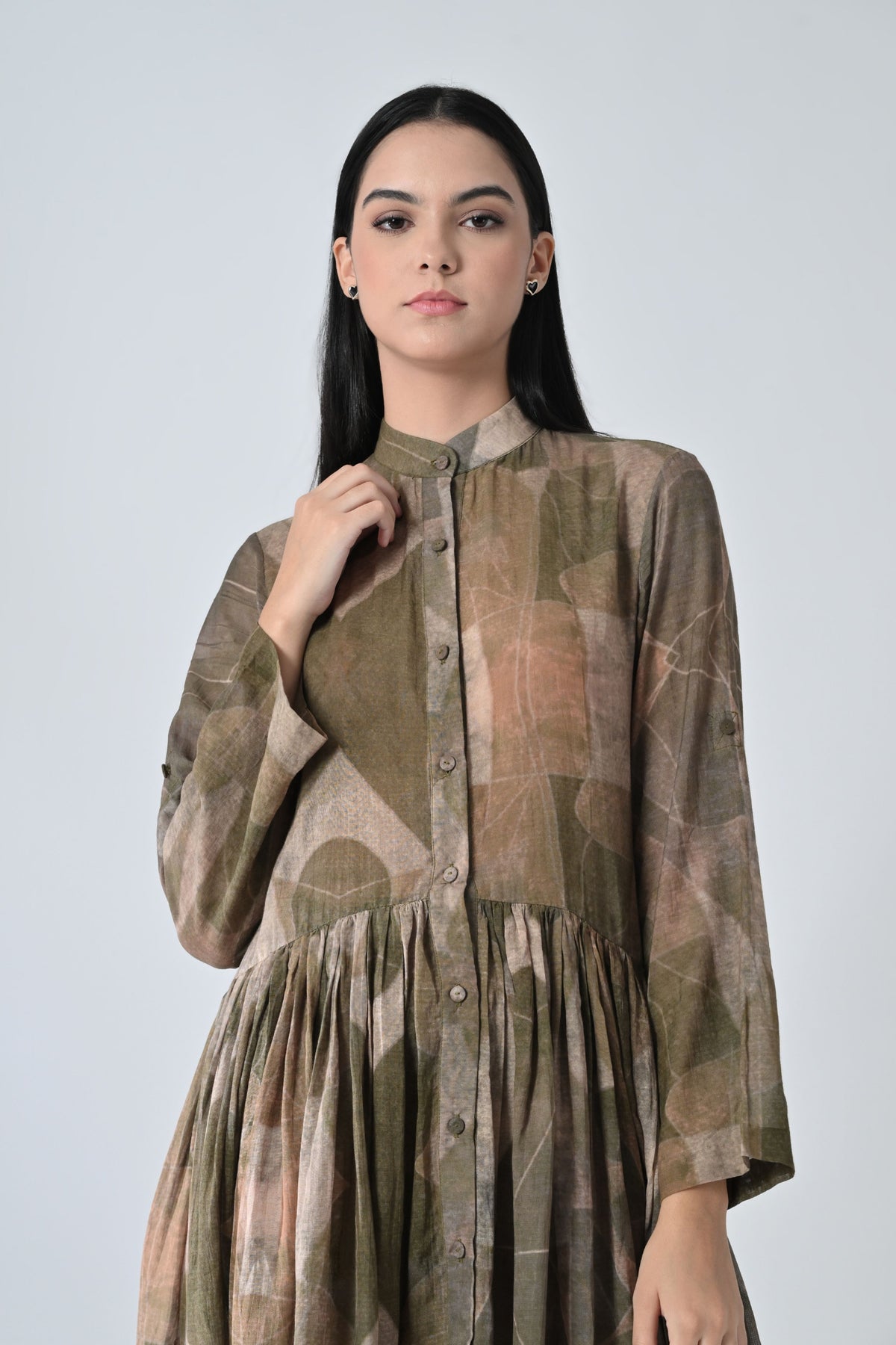 Beige Earth Muse Gathered Dress
