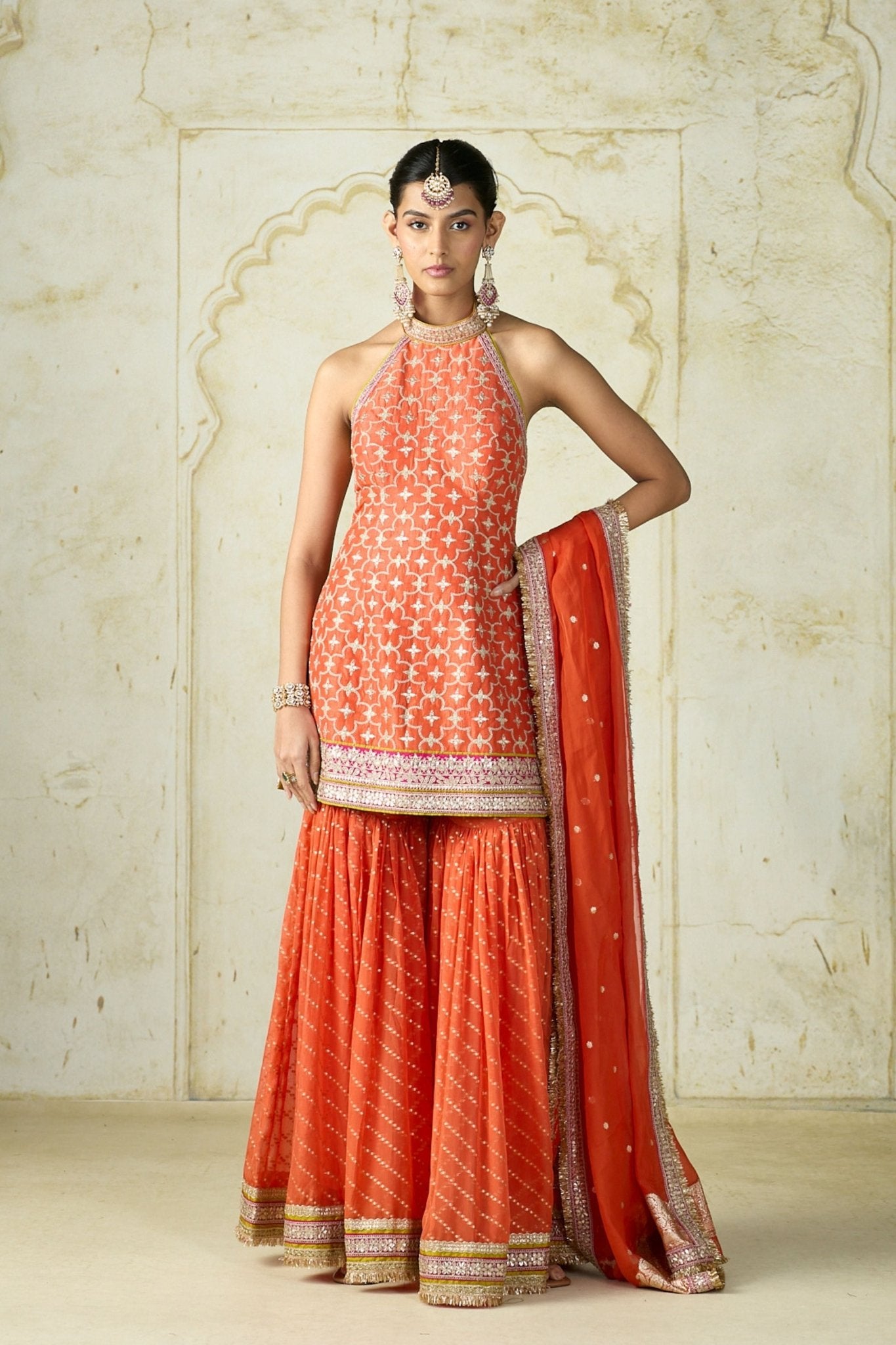 Orange Kainaat Sharara Set - Gopi Vaid - Elahe
