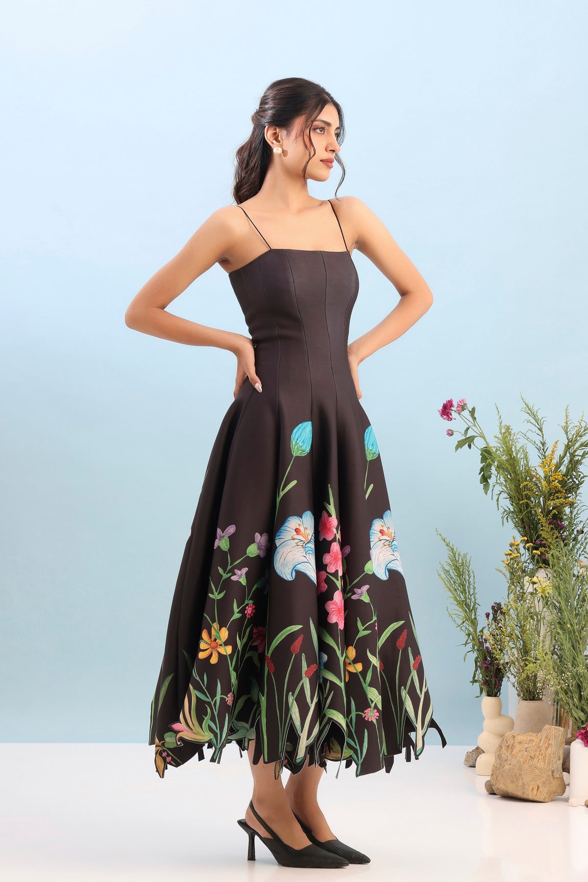 Printed Panel Detachable Dress Set
