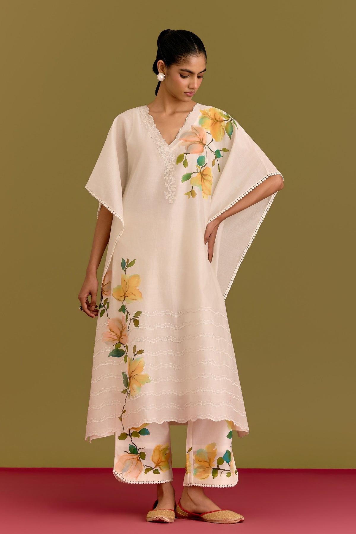 Ivory Hand Paint Kaftan Set