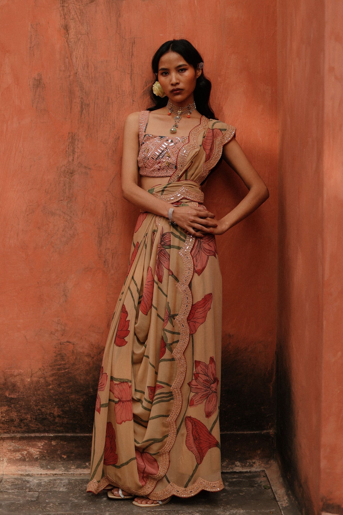 Lotus Kalam Saree