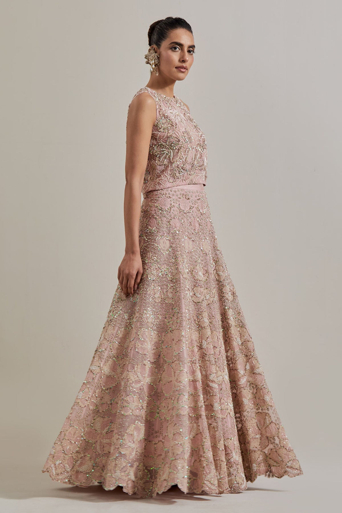 Champagne Lehenga Set