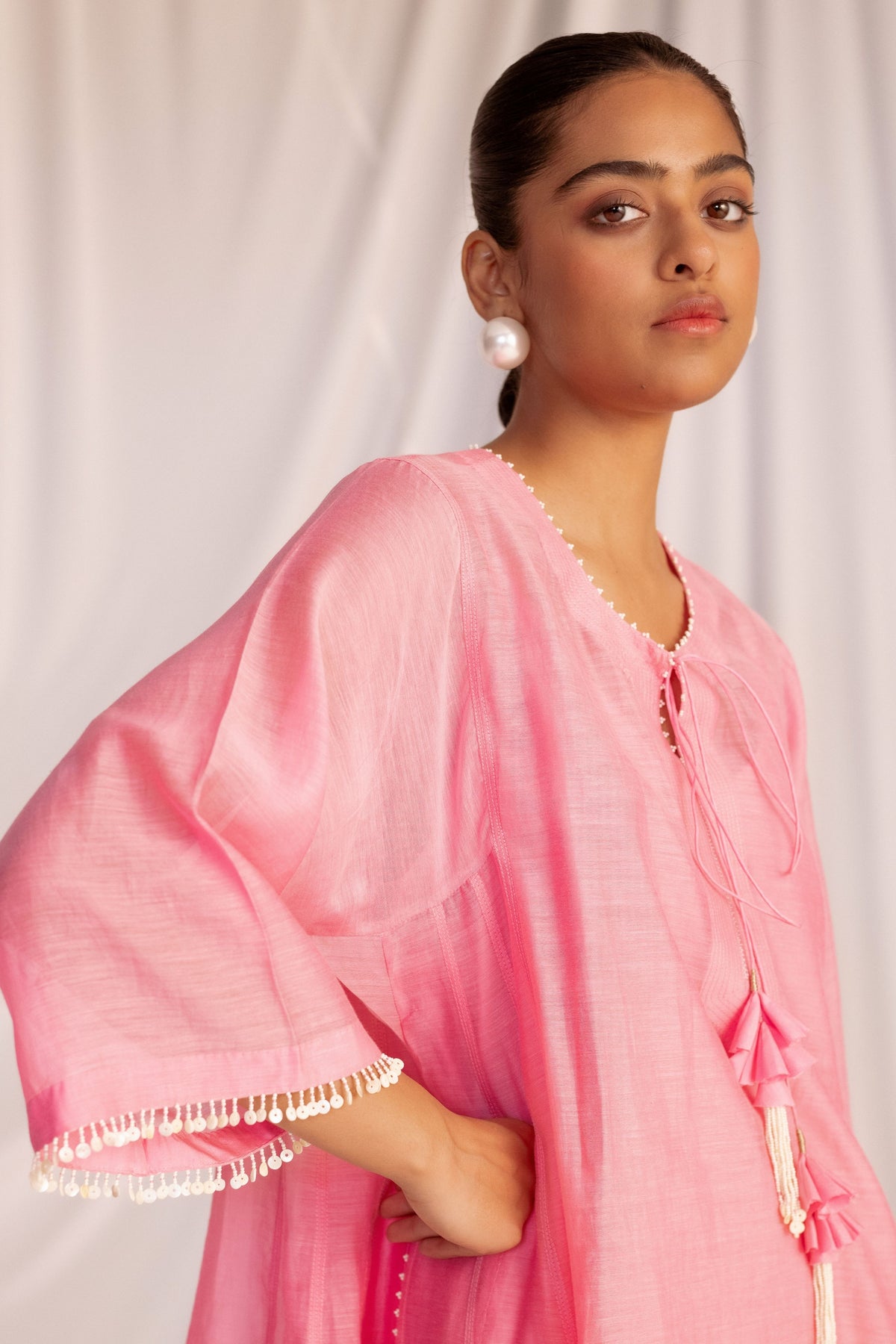Pink Embroidered Tunic Set