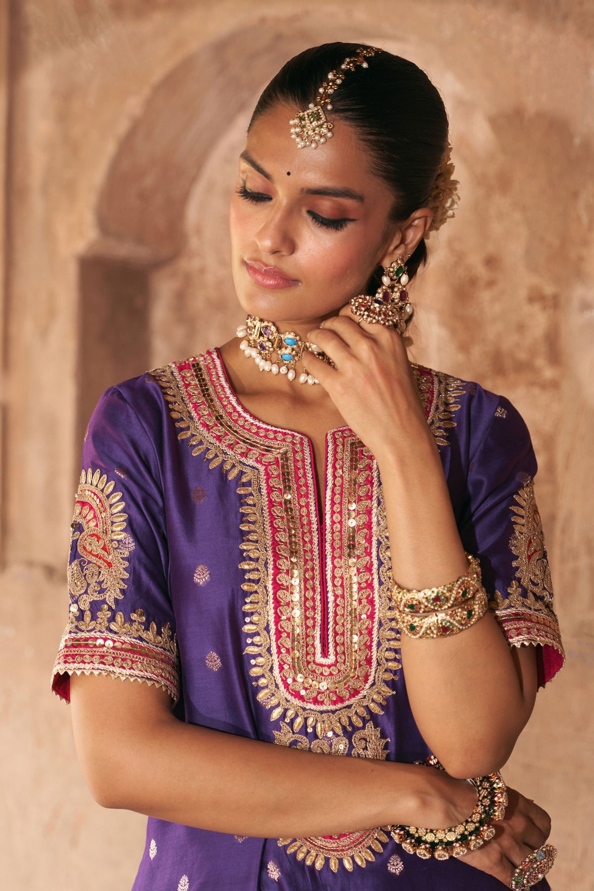 Areesha Purple Sharar Set