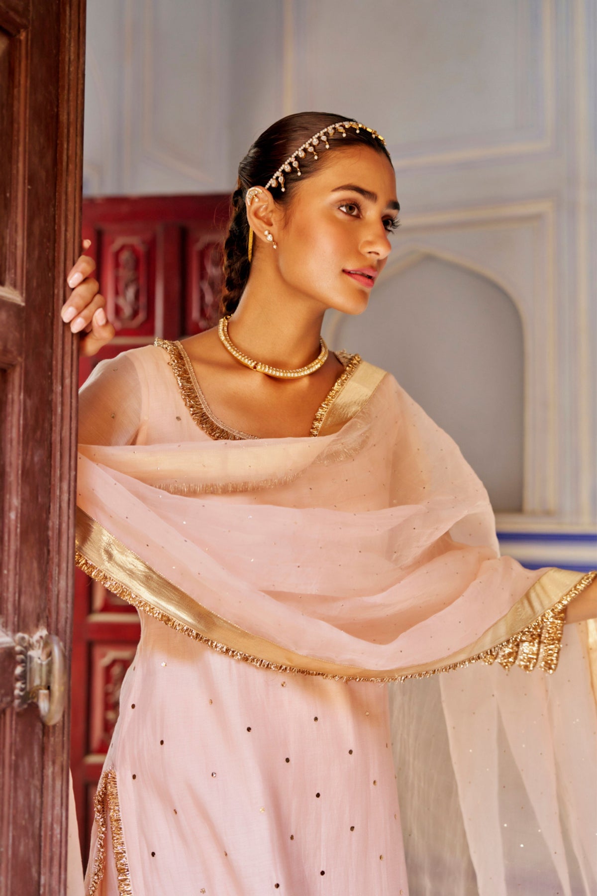Vintage Blush Kurta Sharara Set
