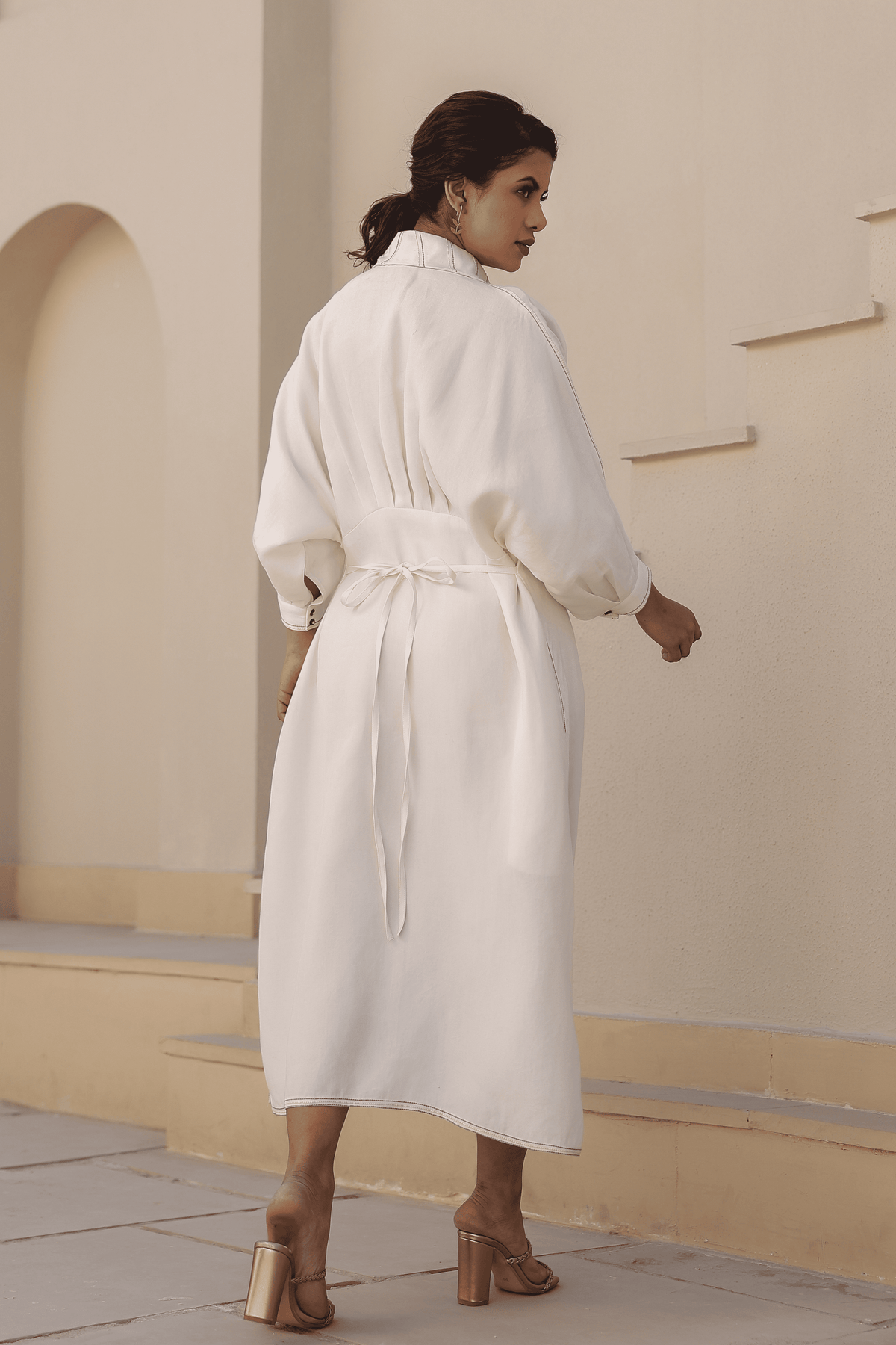 Azure Pearl Kaftan Dress in White