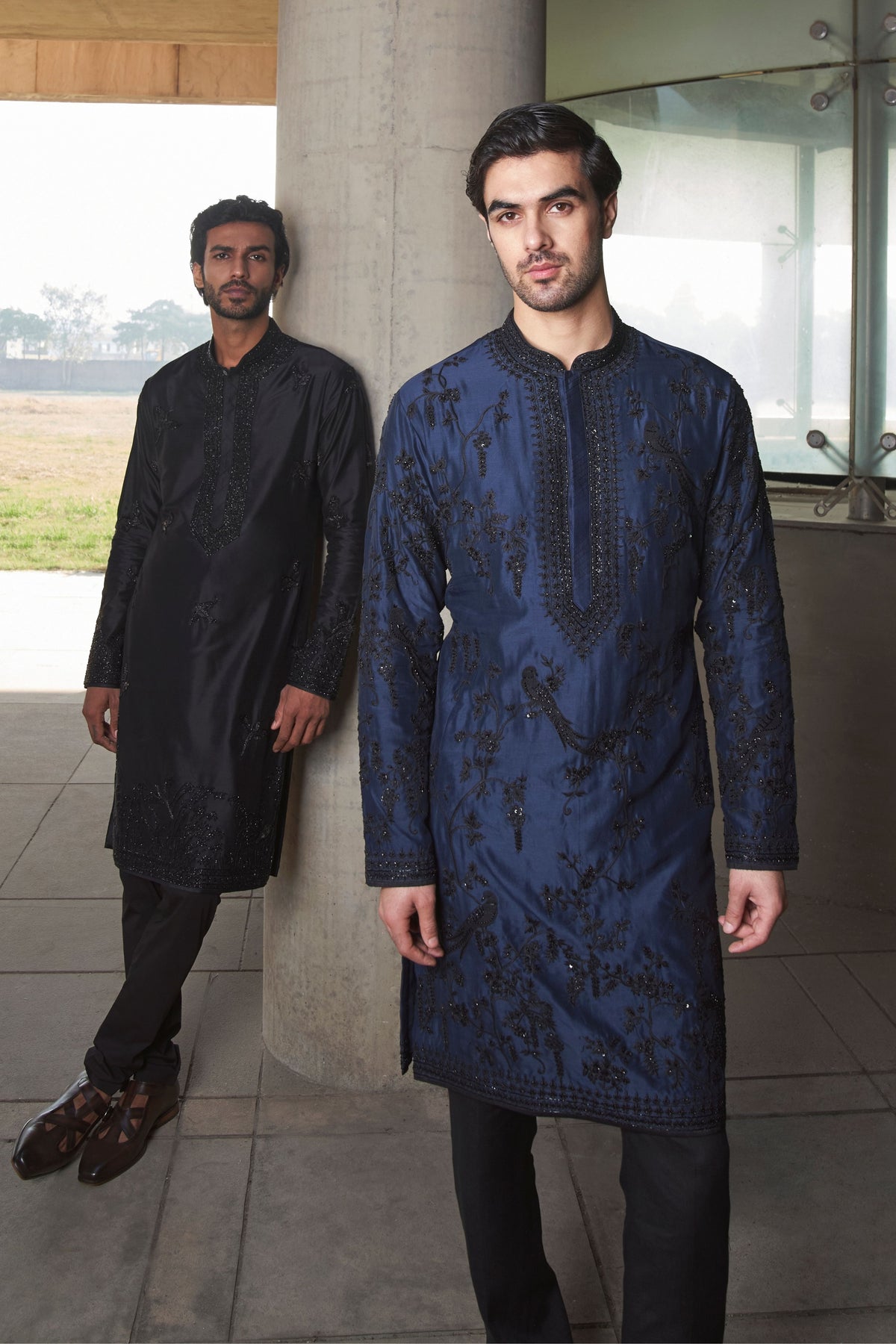 Black Flying Bird Kurta