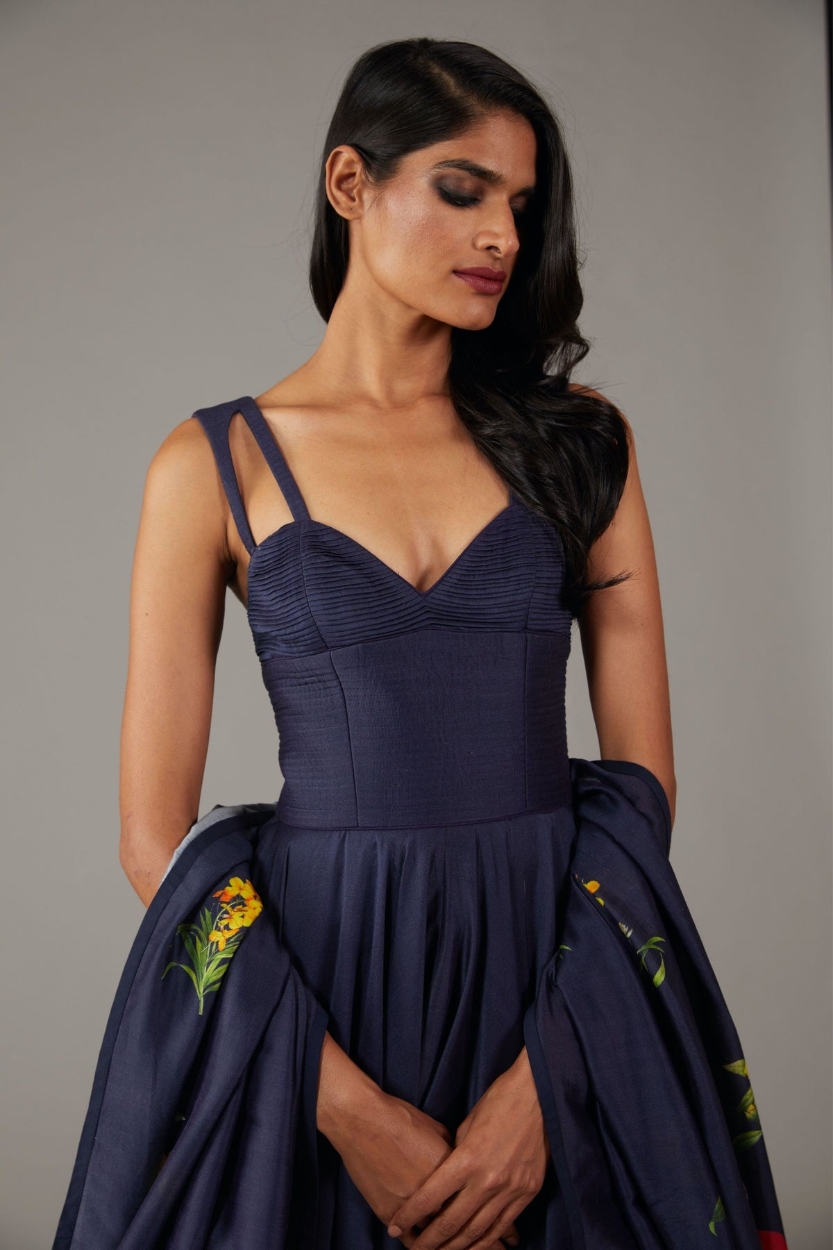 Printed Indigo Anarkali Set