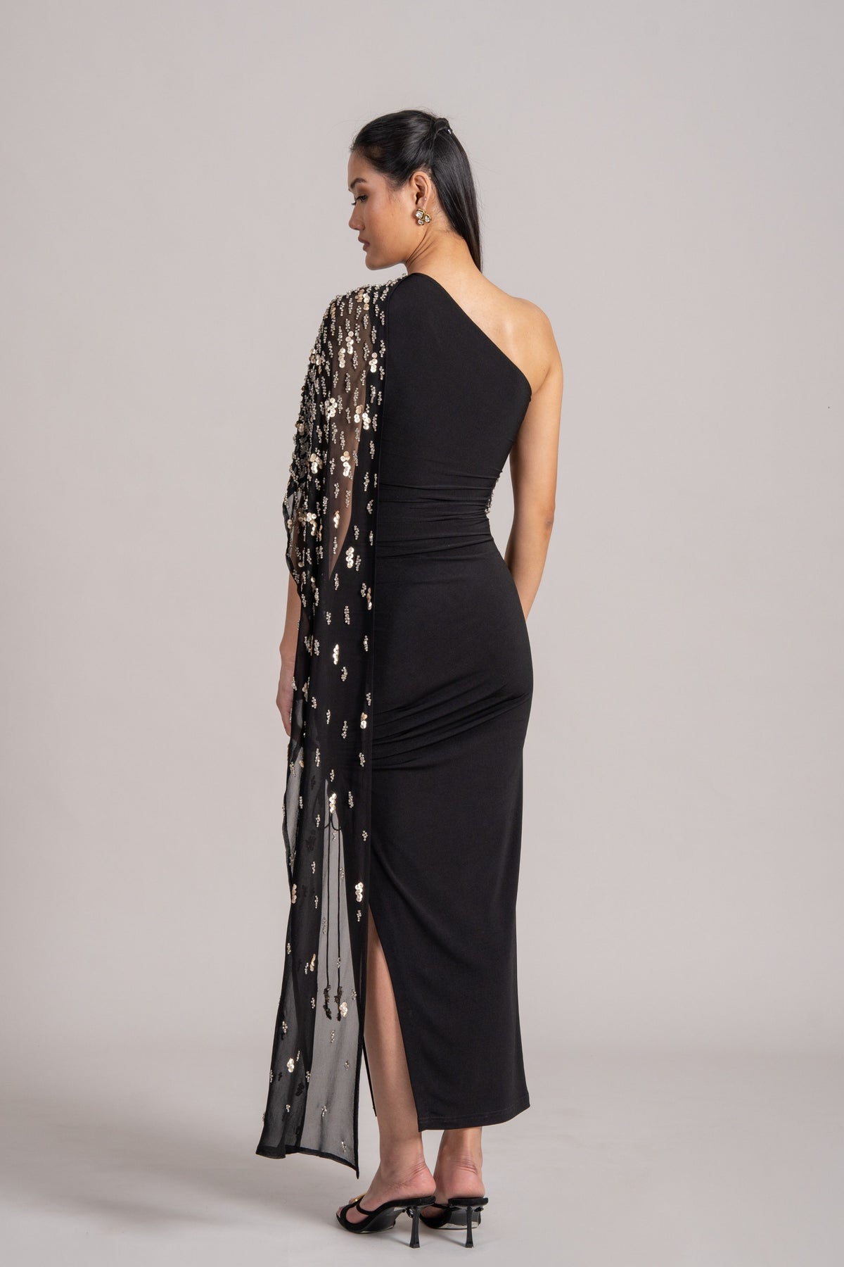 Cosmic Dust Sequin Draped Gown