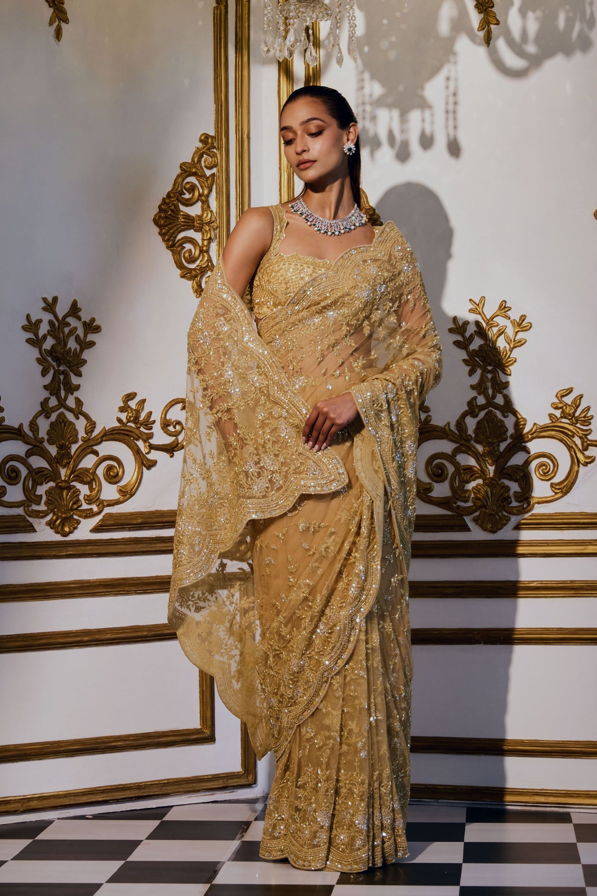 Liquid Gold  Saree Set