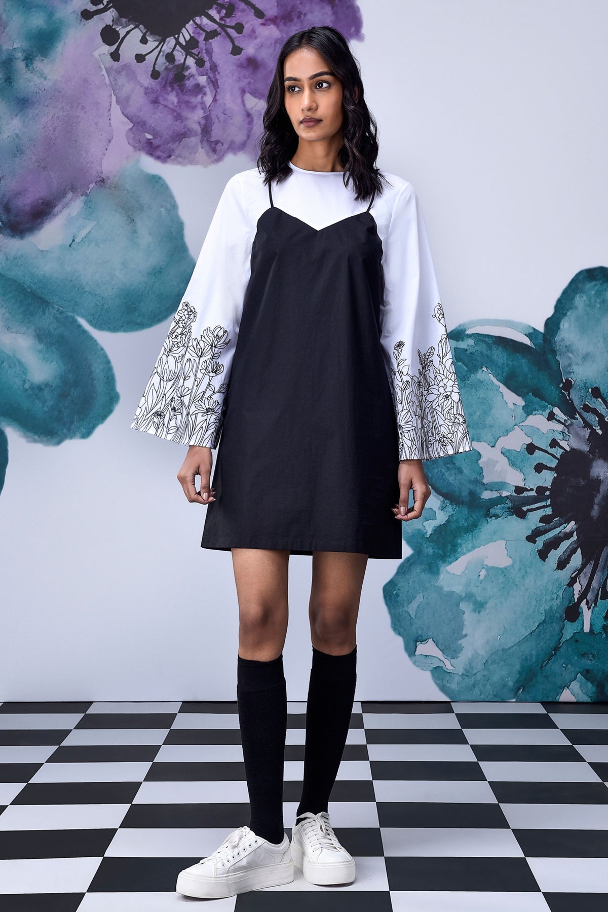 Black White Layered Dress