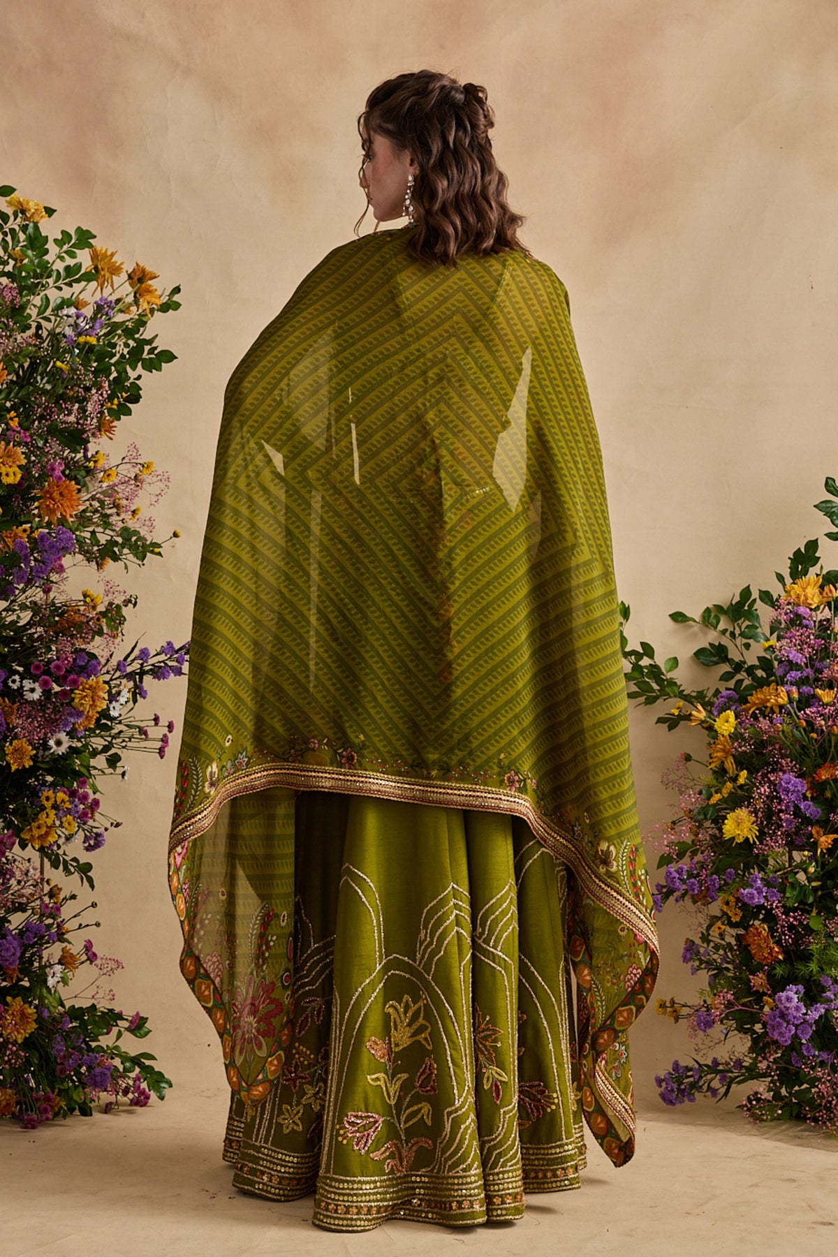 Raiba Green Cape Set