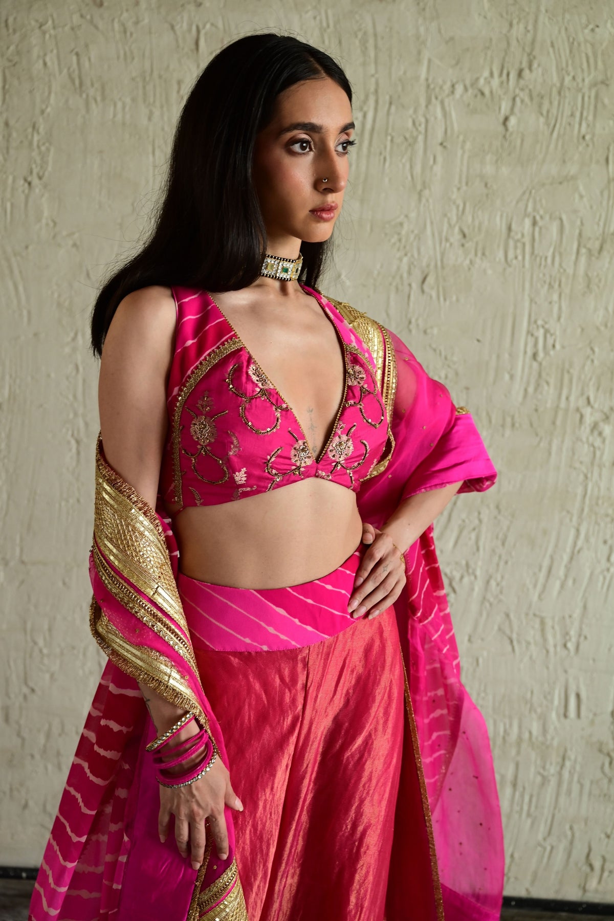 Hot Pink Choli Sharara Set