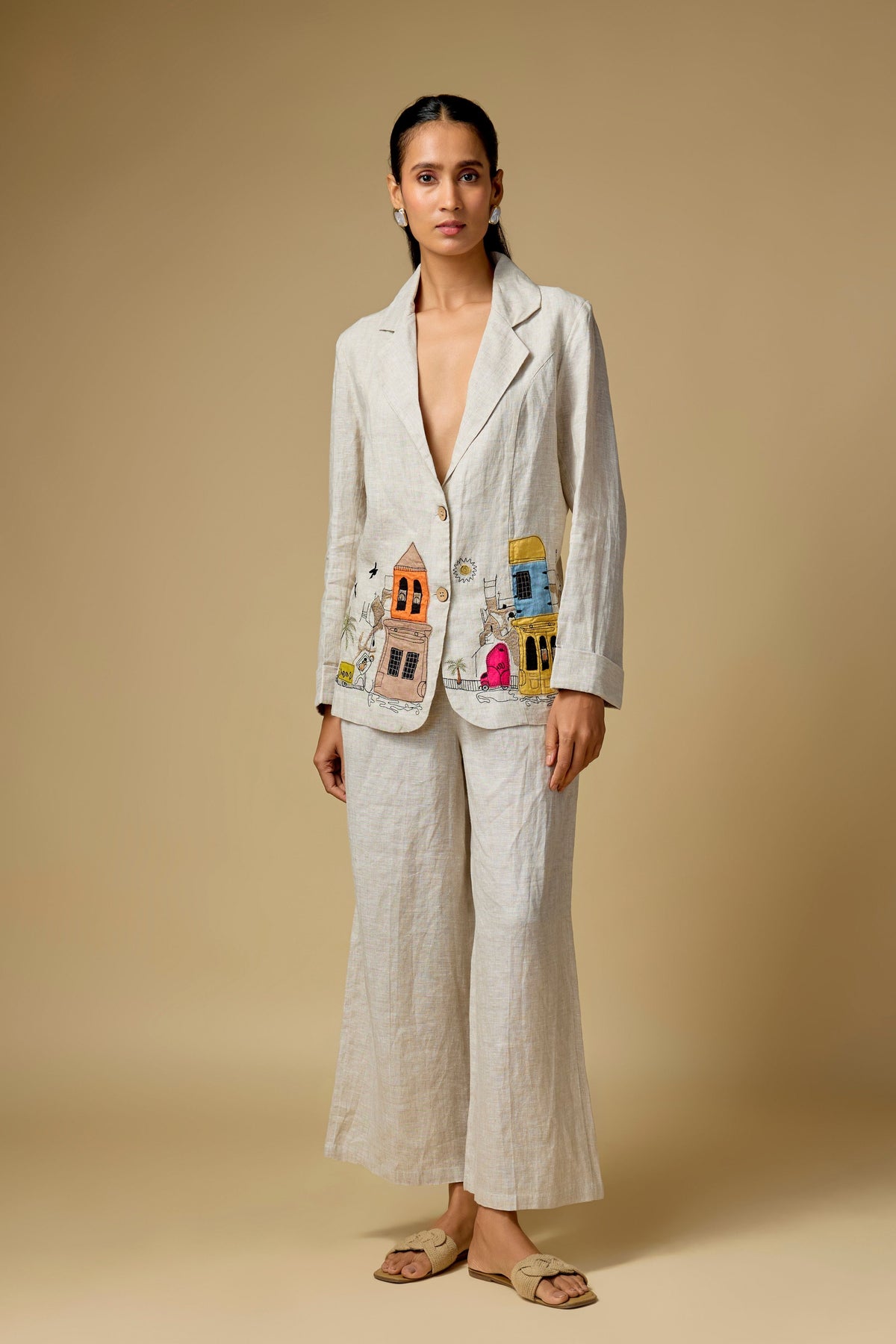 Beige Linen Blazer