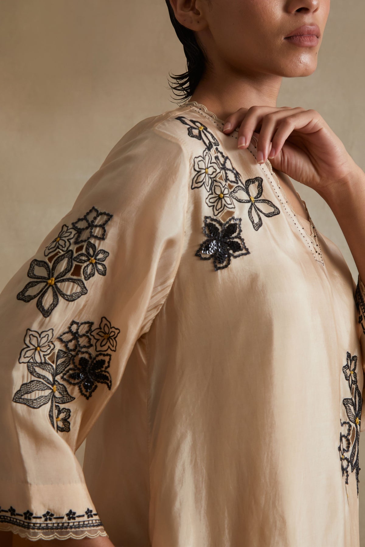 Clay Handcrafted Floral Tunic Set