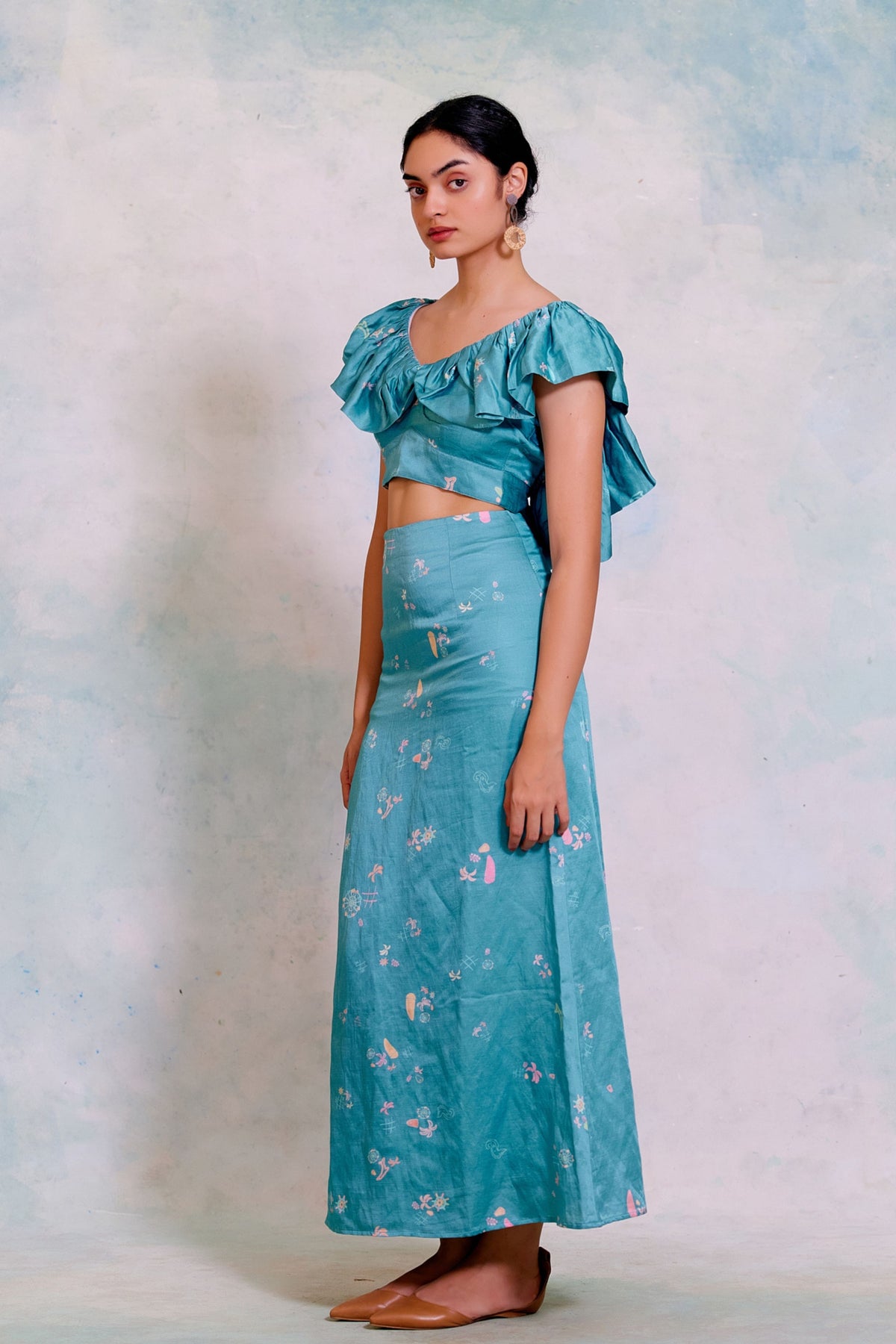 Edith Sea Blue Co-ord Set