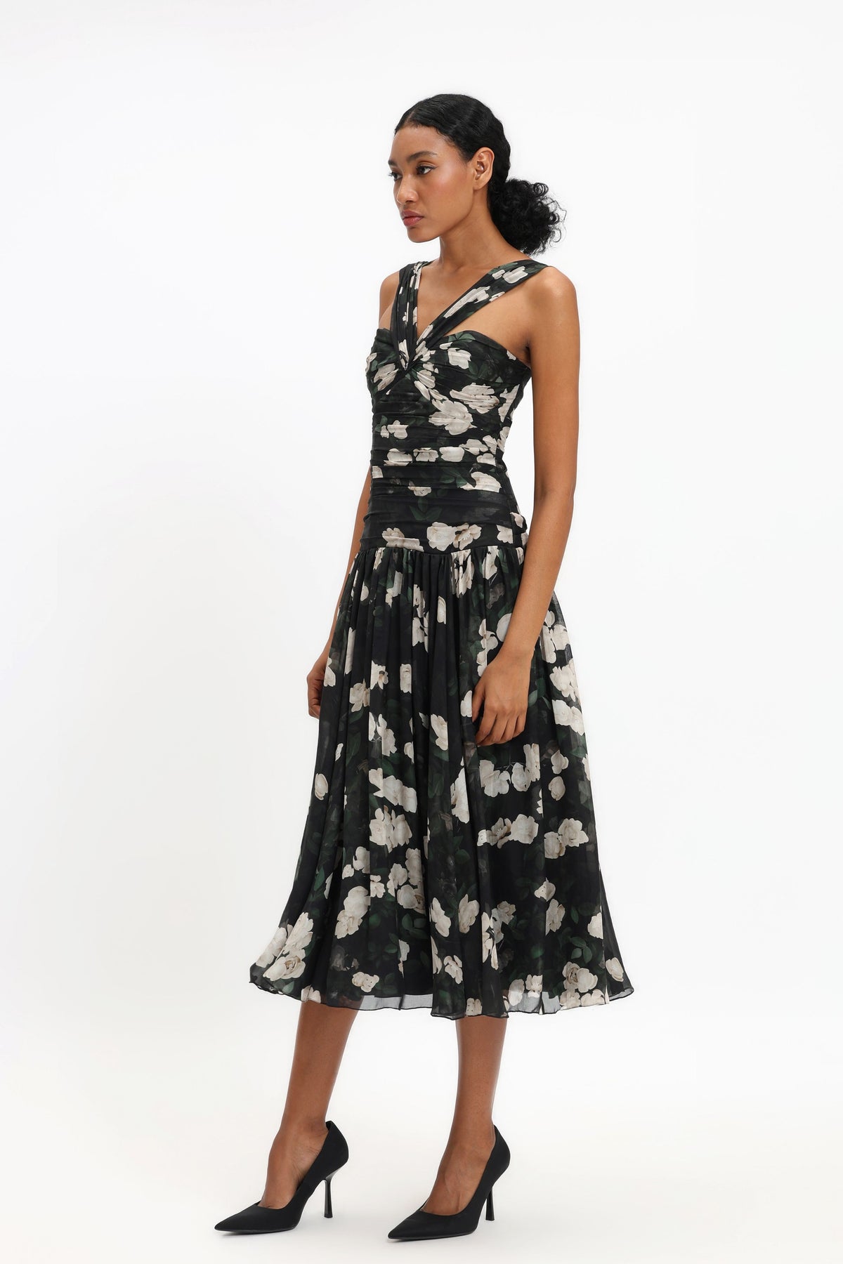 Drop Waisted Chiffon Midi
