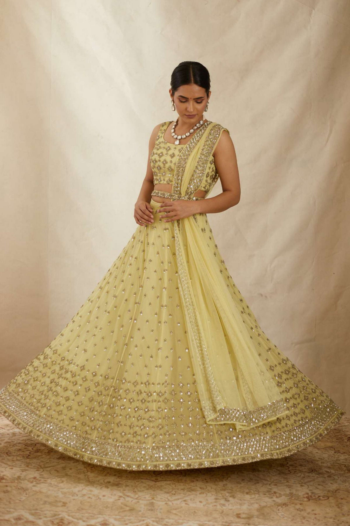 Yellow Shimmer Lehenga Set