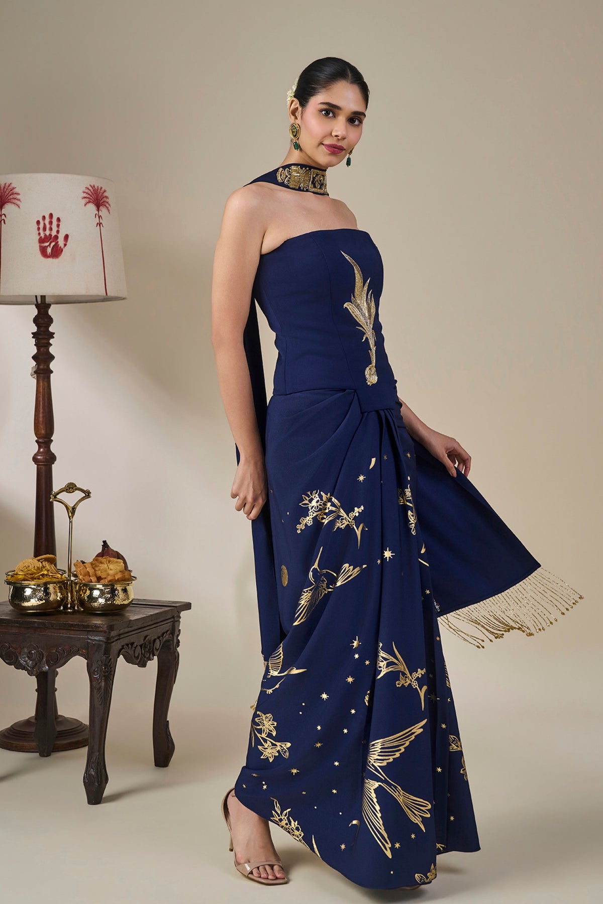 Blue Cosmic Birdsong Corset Set