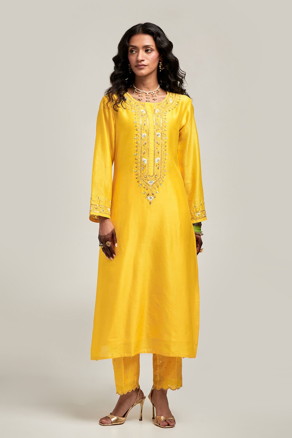 Yellow Embroidered Kurta Set