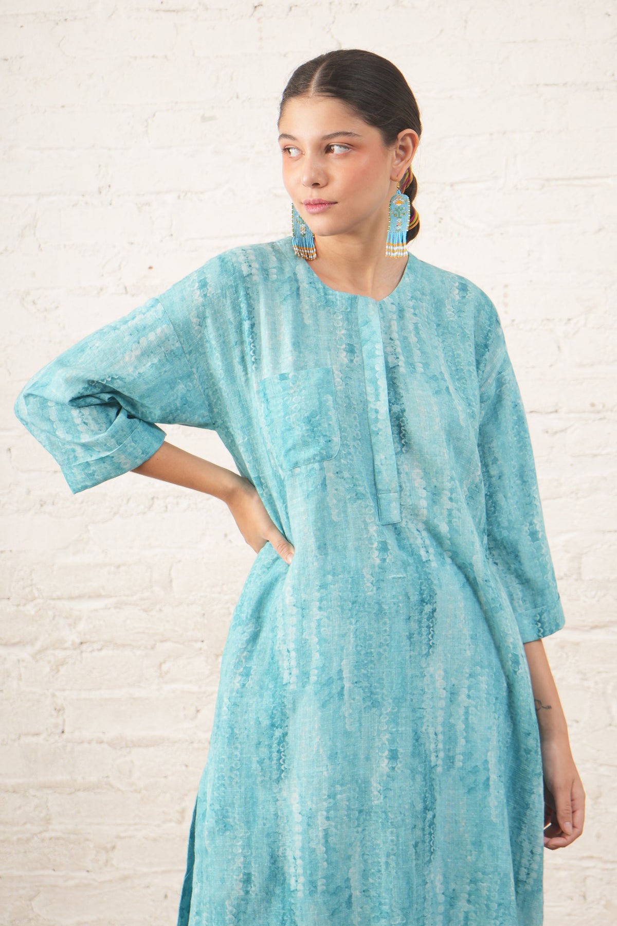 Aqua Printed Tunic Set