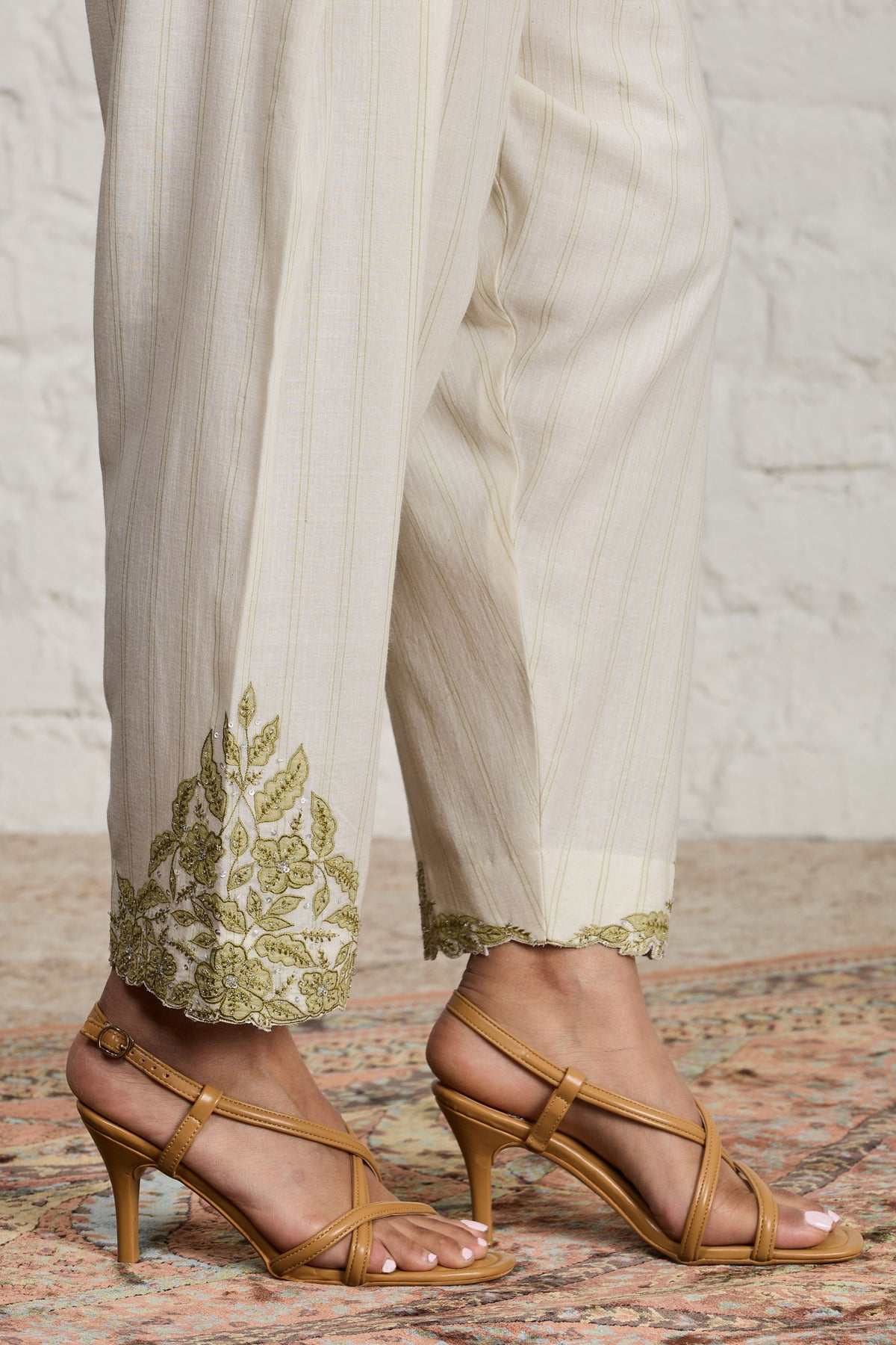 Letty Green Off-white Short Kurta Set